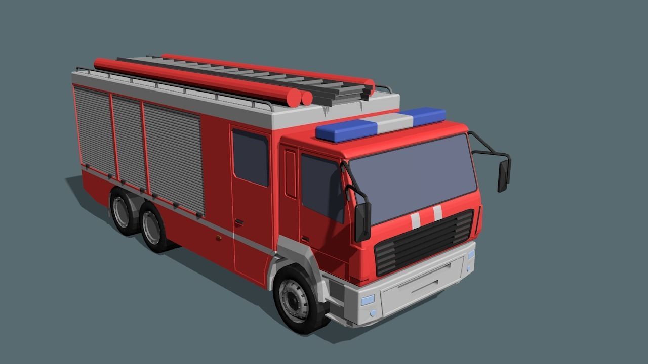 fire truck  Low-poly 3D model_25