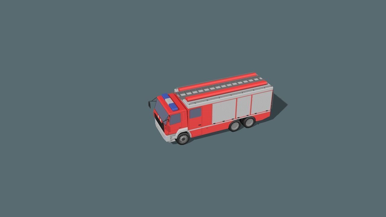fire truck  Low-poly 3D model_1