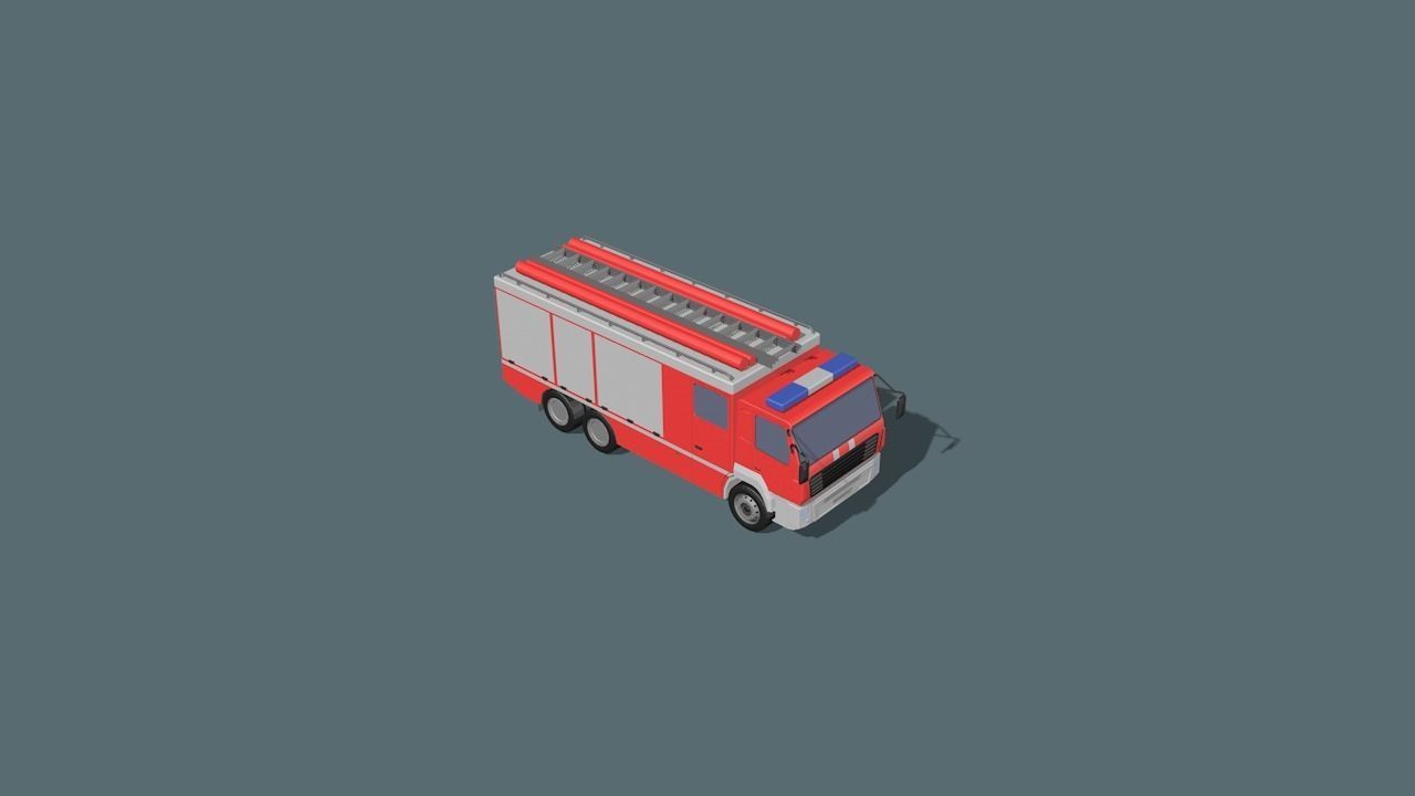fire truck  Low-poly 3D model_17