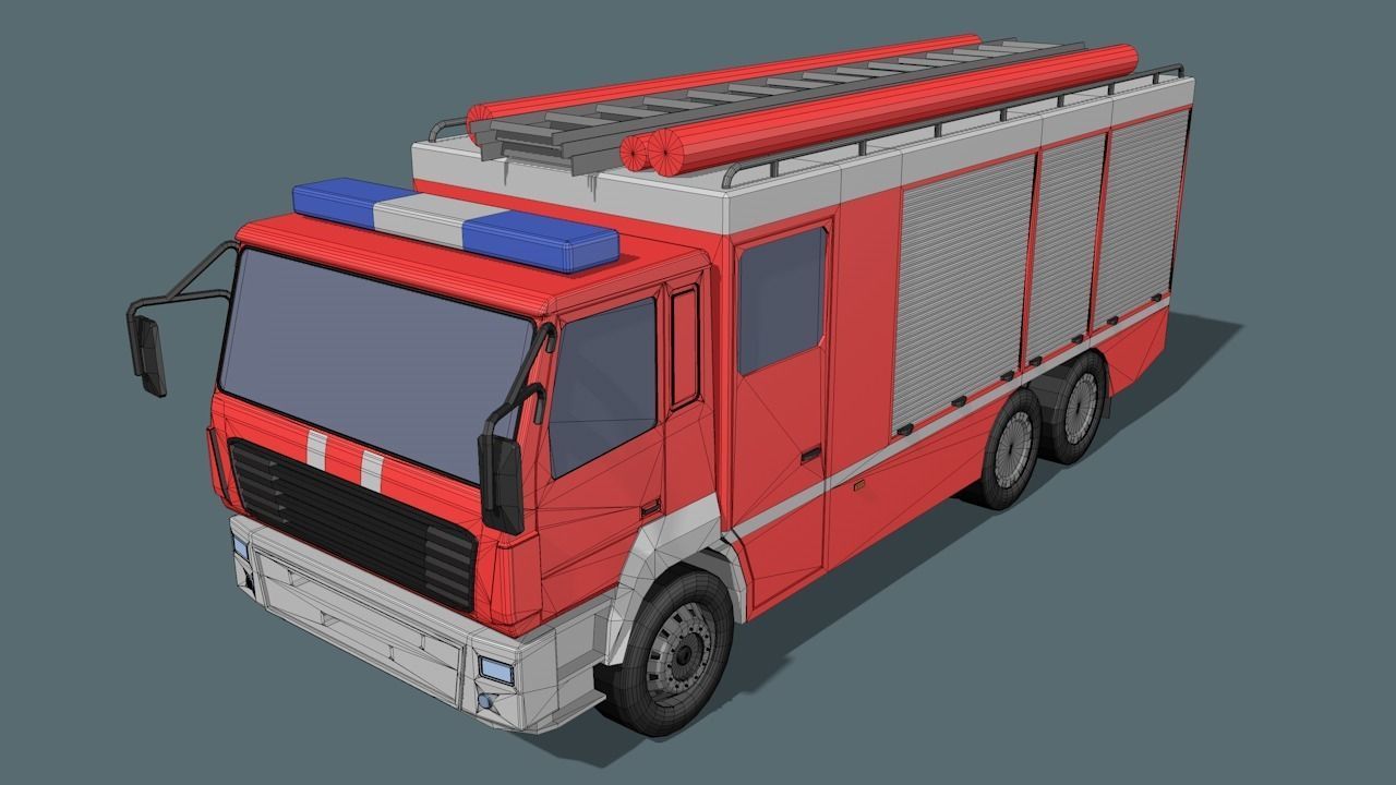 fire truck  Low-poly 3D model_29