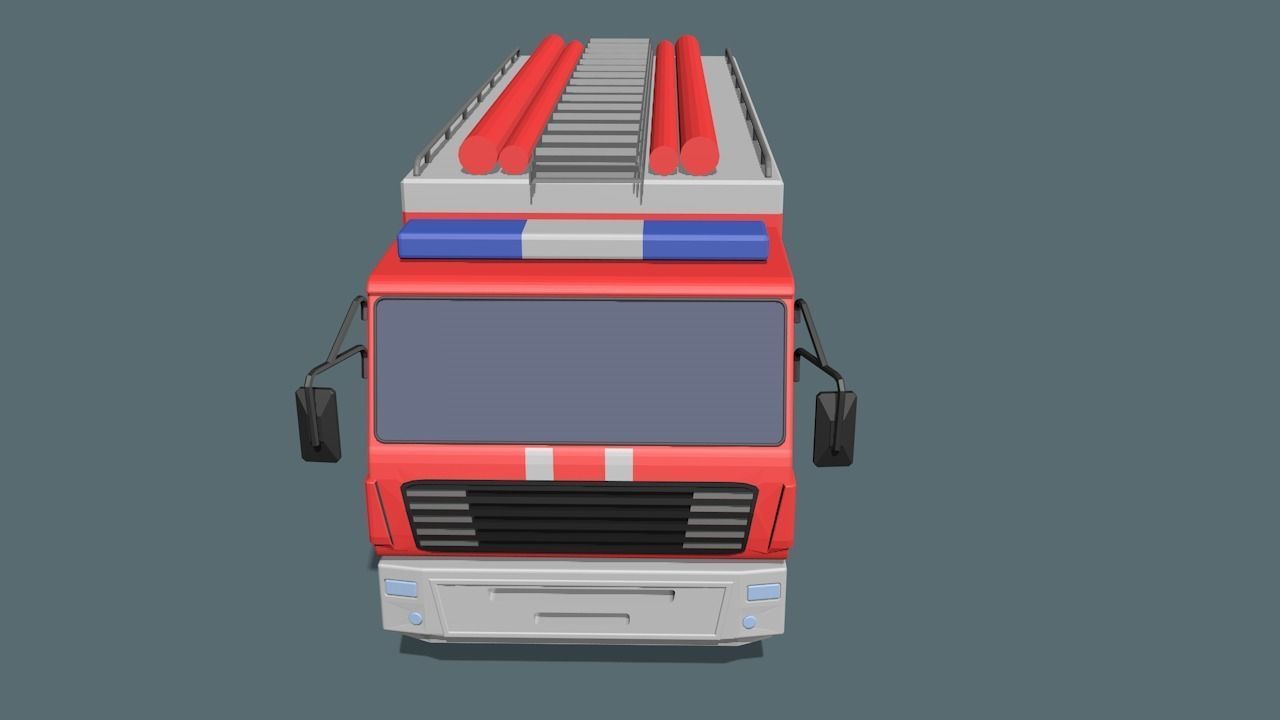 fire truck  Low-poly 3D model_31