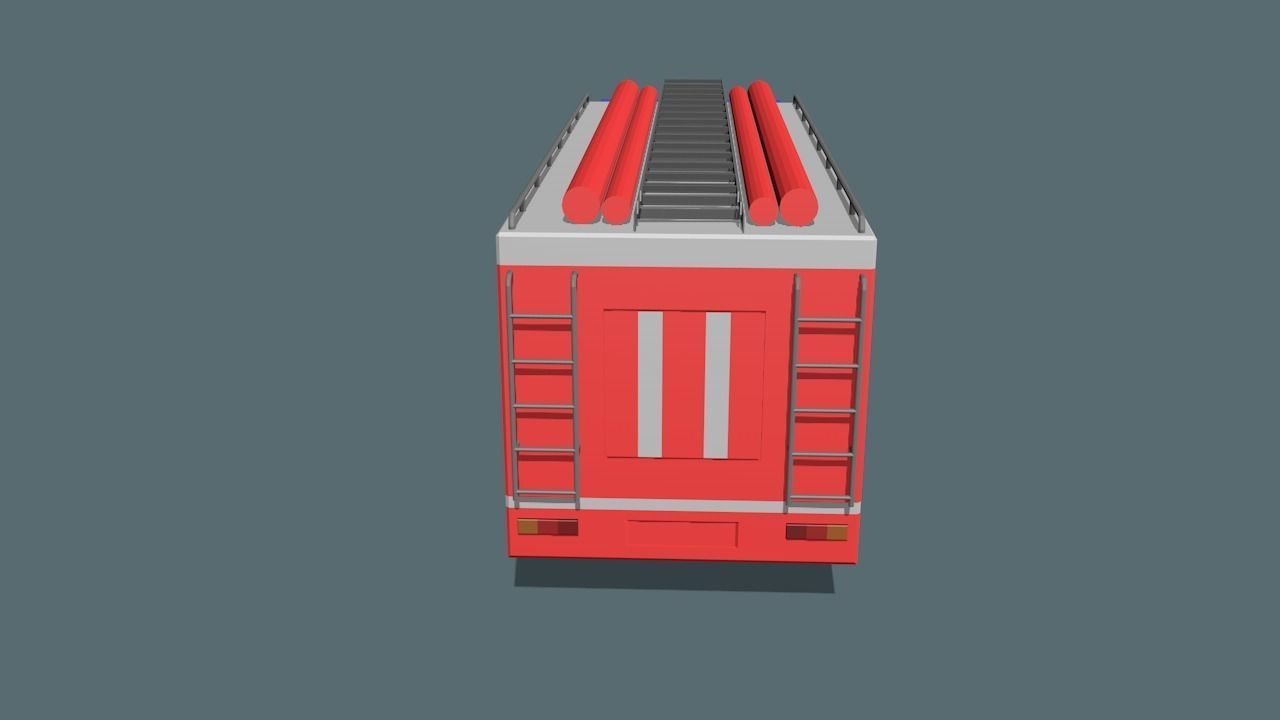 fire truck  Low-poly 3D model_33