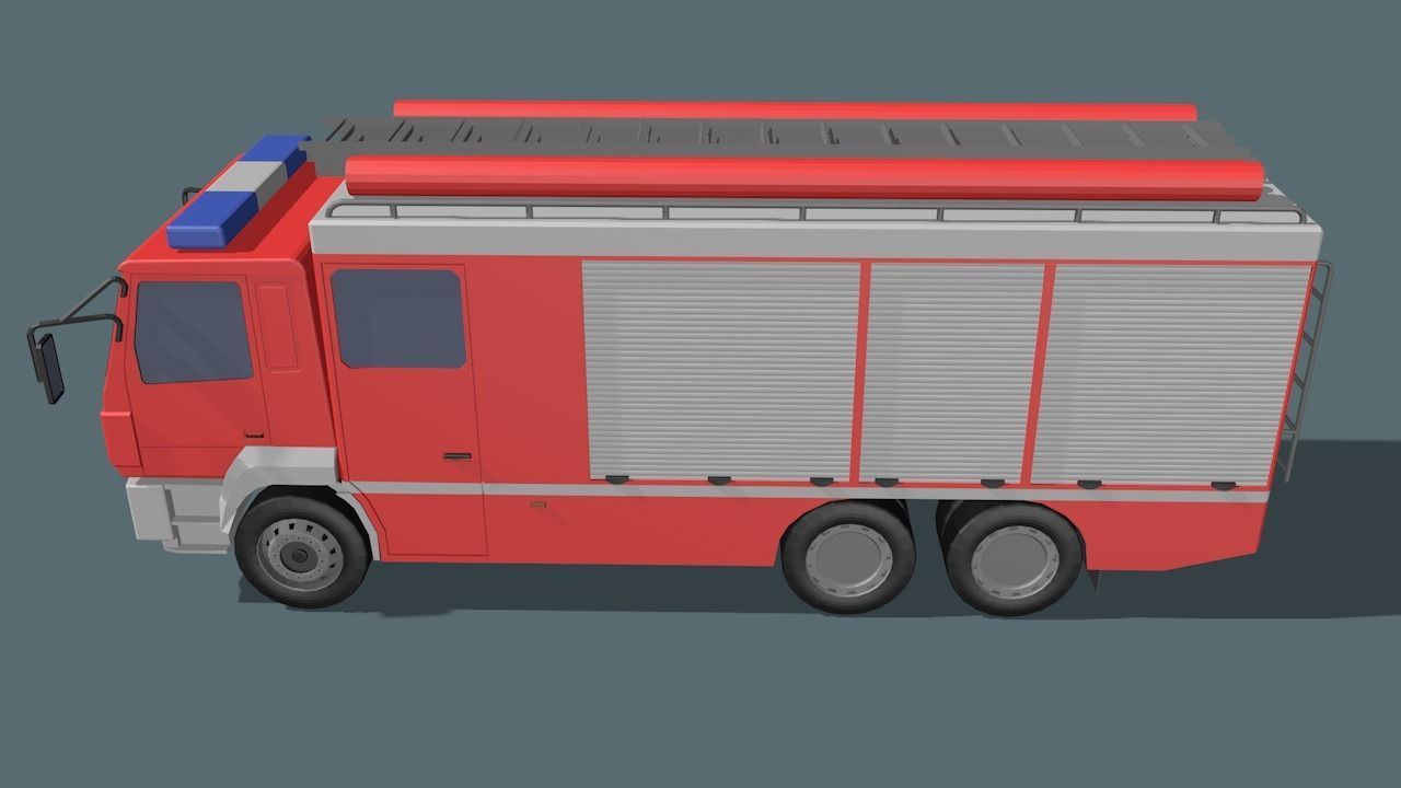 fire truck  Low-poly 3D model_32