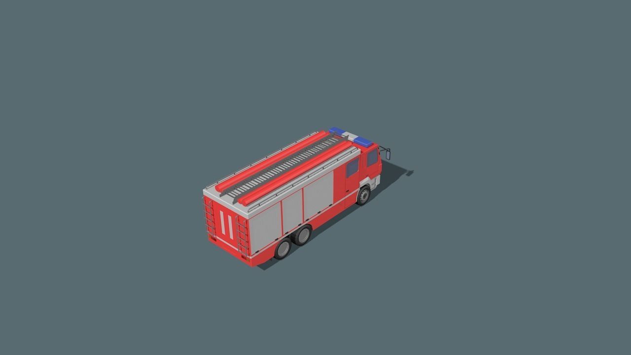 fire truck  Low-poly 3D model_12