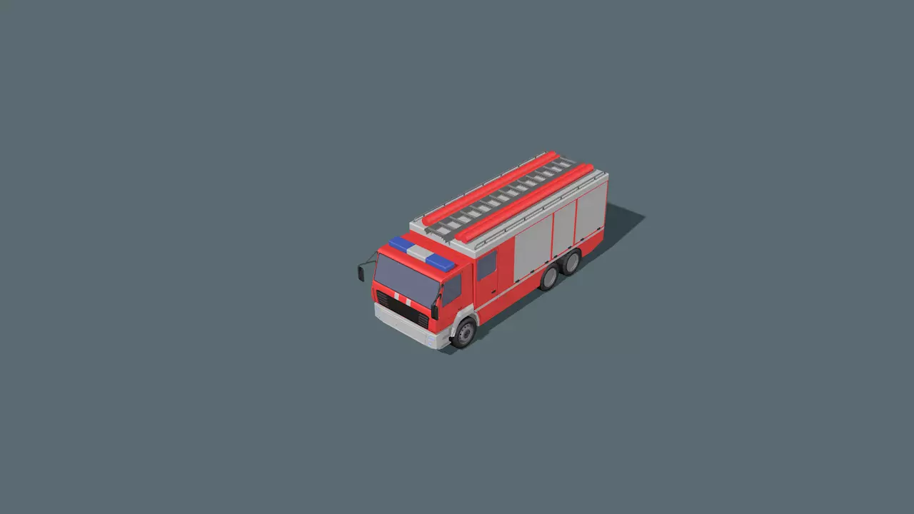 fire truck  Low-poly 3D model_0