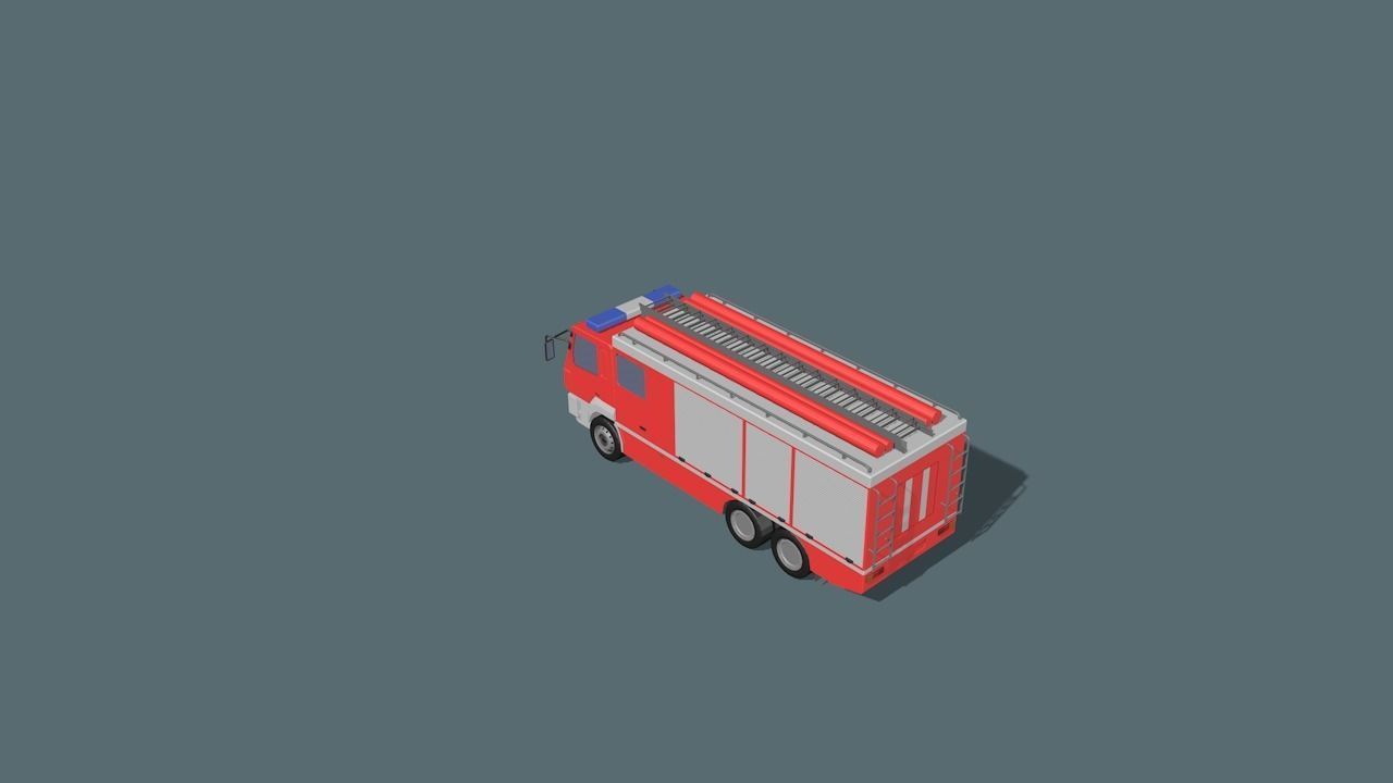 fire truck  Low-poly 3D model_6
