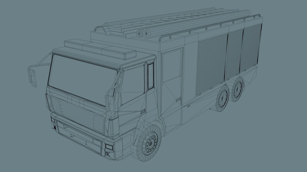 fire truck  Low-poly 3D model_28