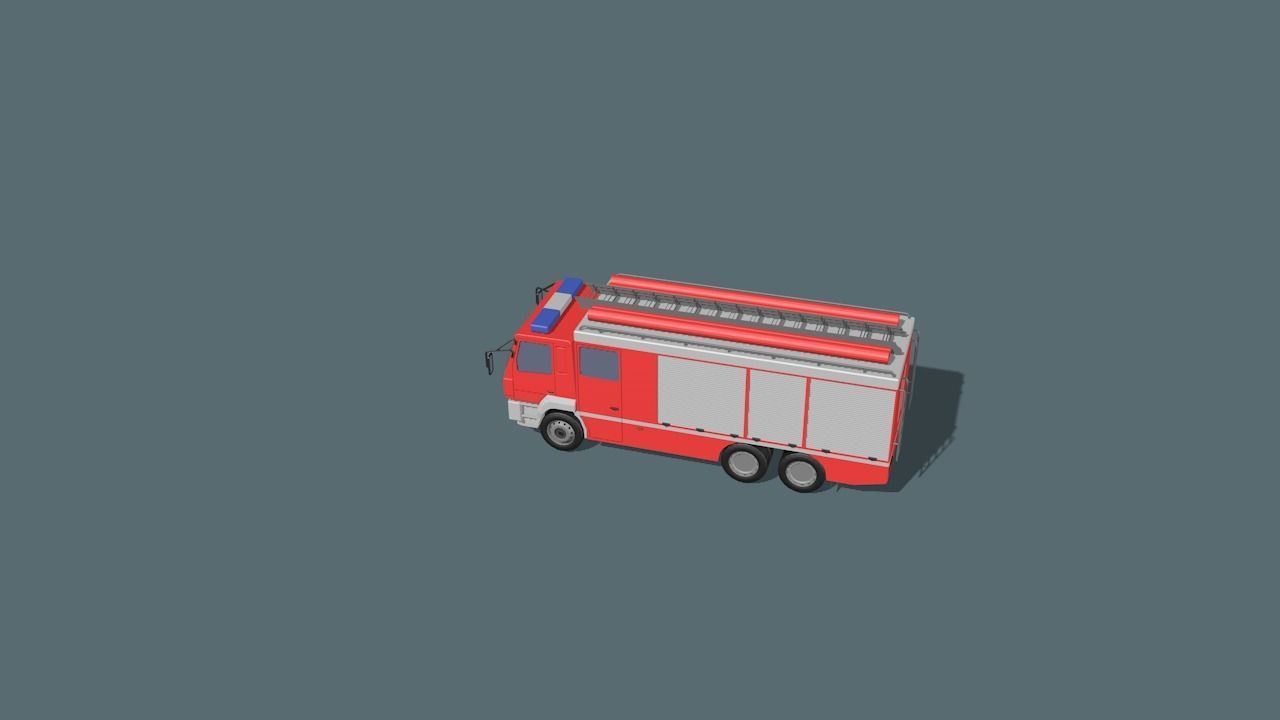 fire truck  Low-poly 3D model_4