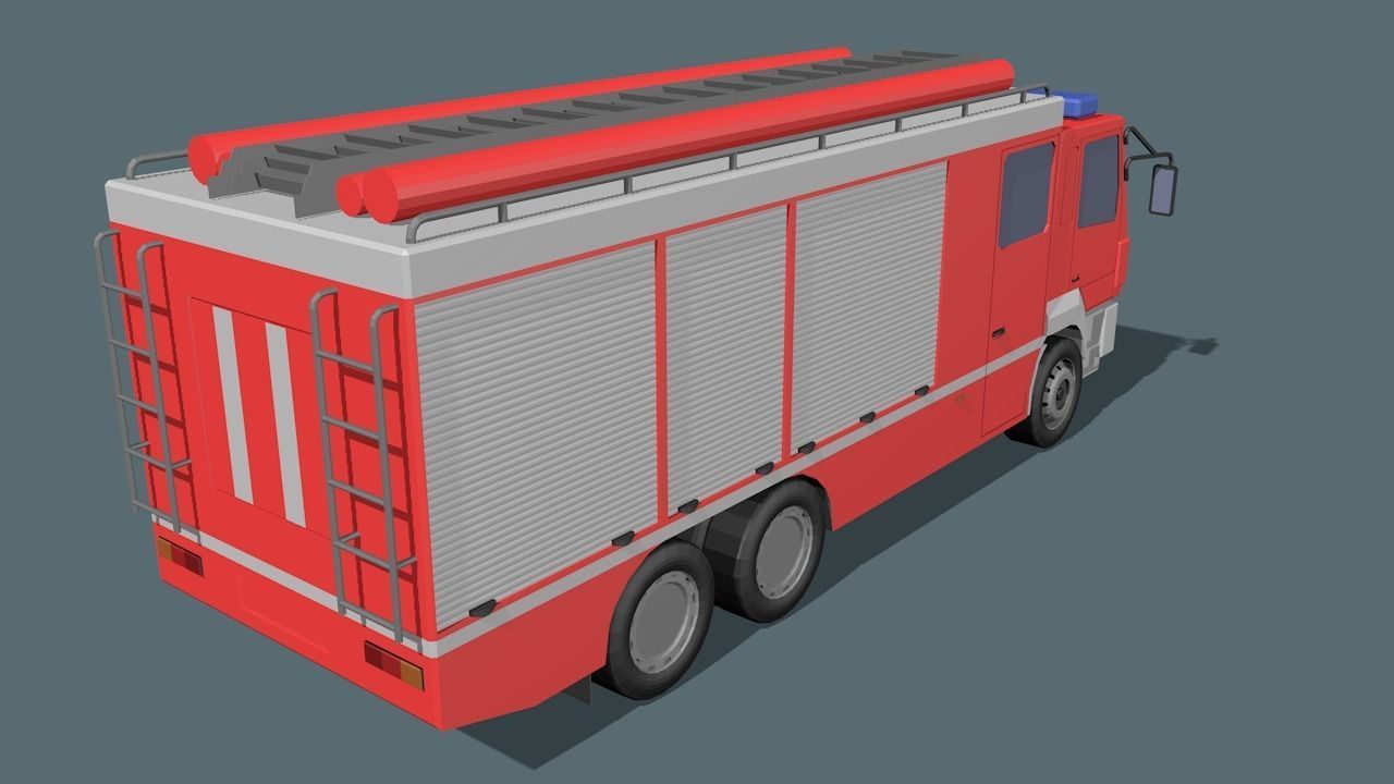 fire truck  Low-poly 3D model_27
