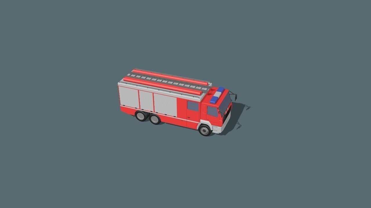fire truck  Low-poly 3D model_16