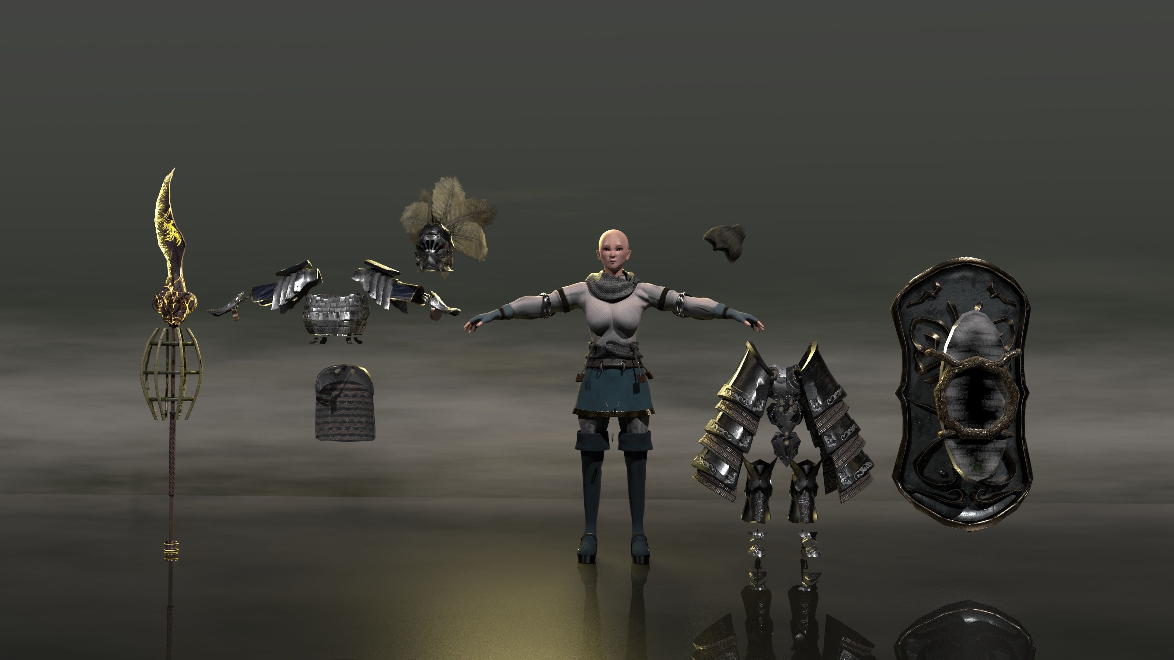 Bread knight  Low-poly 3D model_2