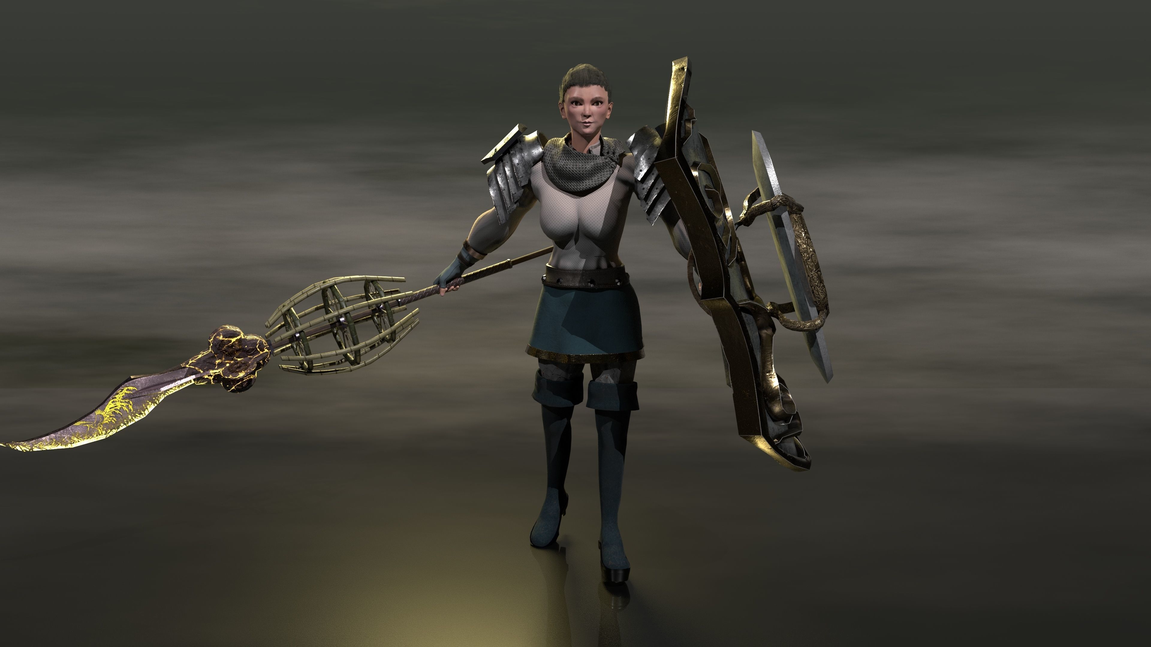 Bread knight  Low-poly 3D model_4