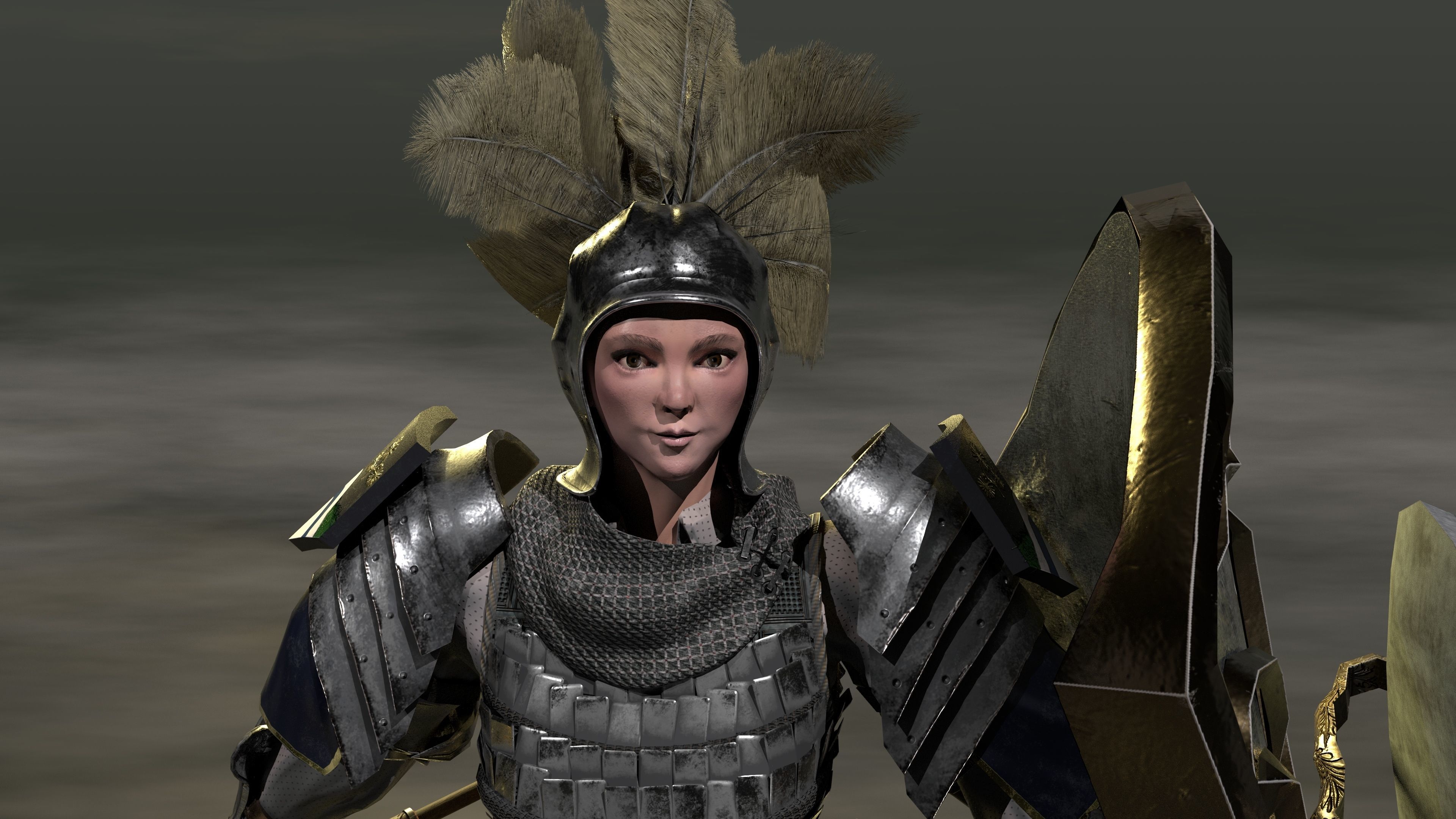 Bread knight  Low-poly 3D model_9