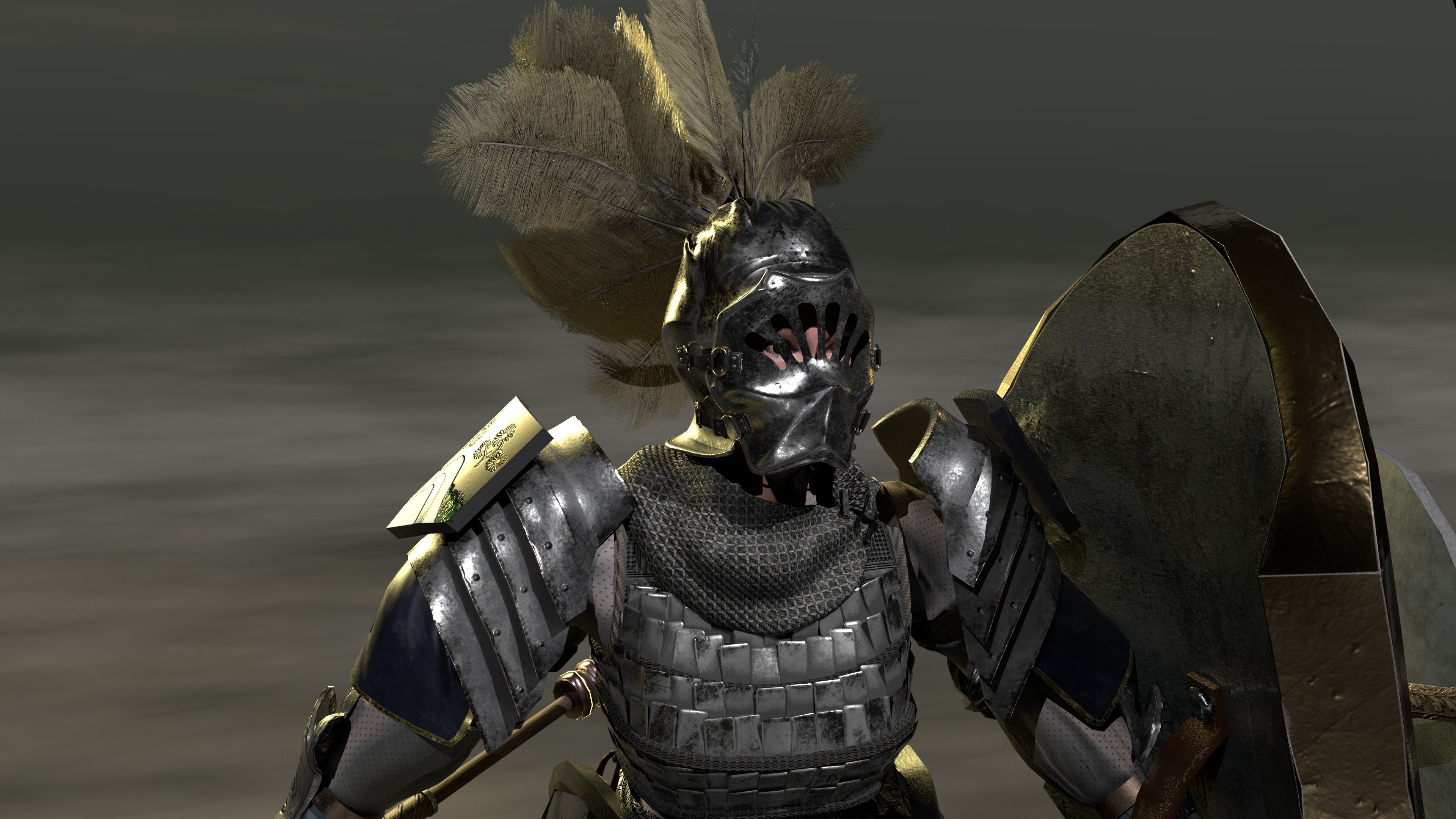 Bread knight  Low-poly 3D model_10