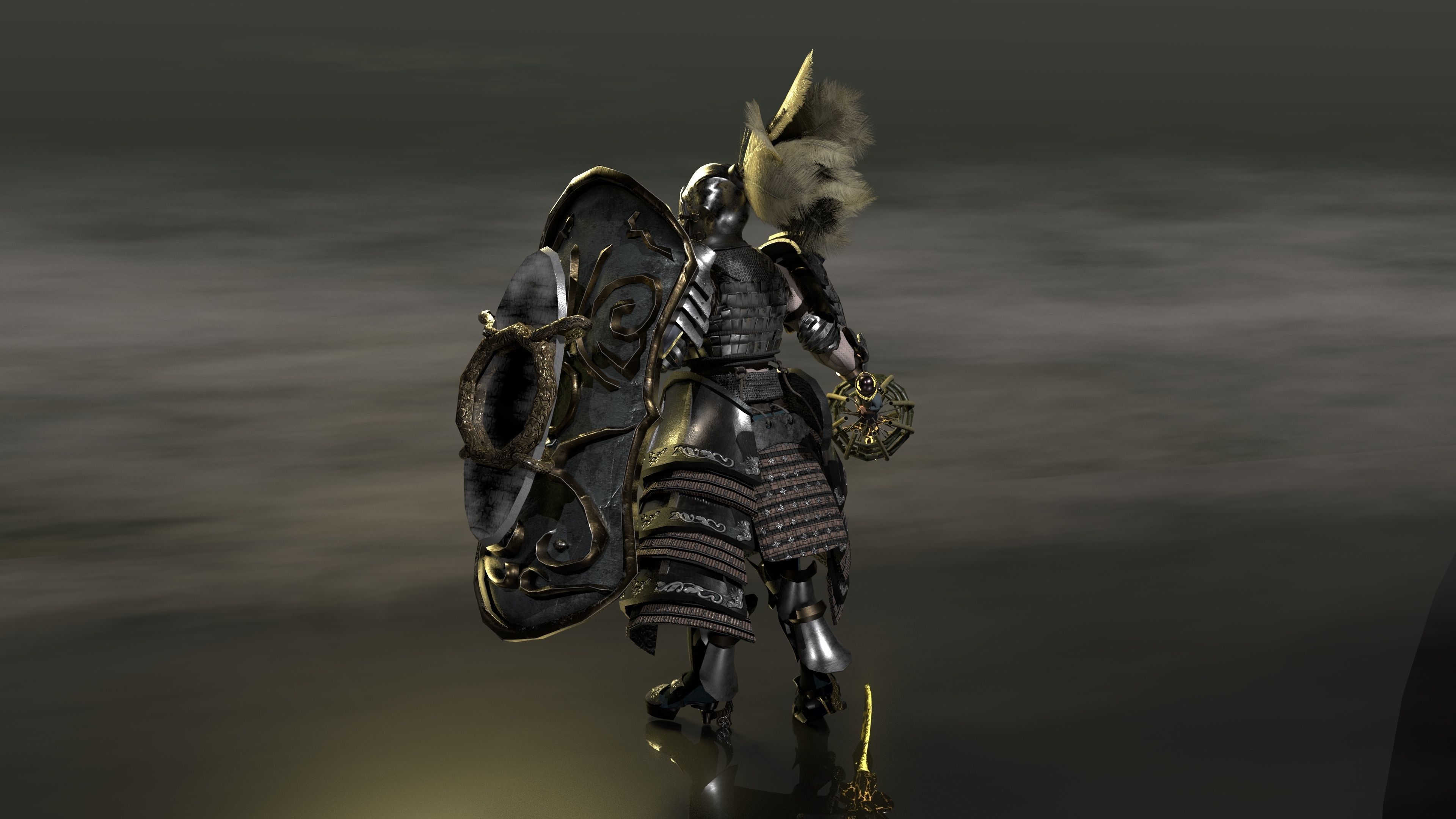 Bread knight  Low-poly 3D model_7