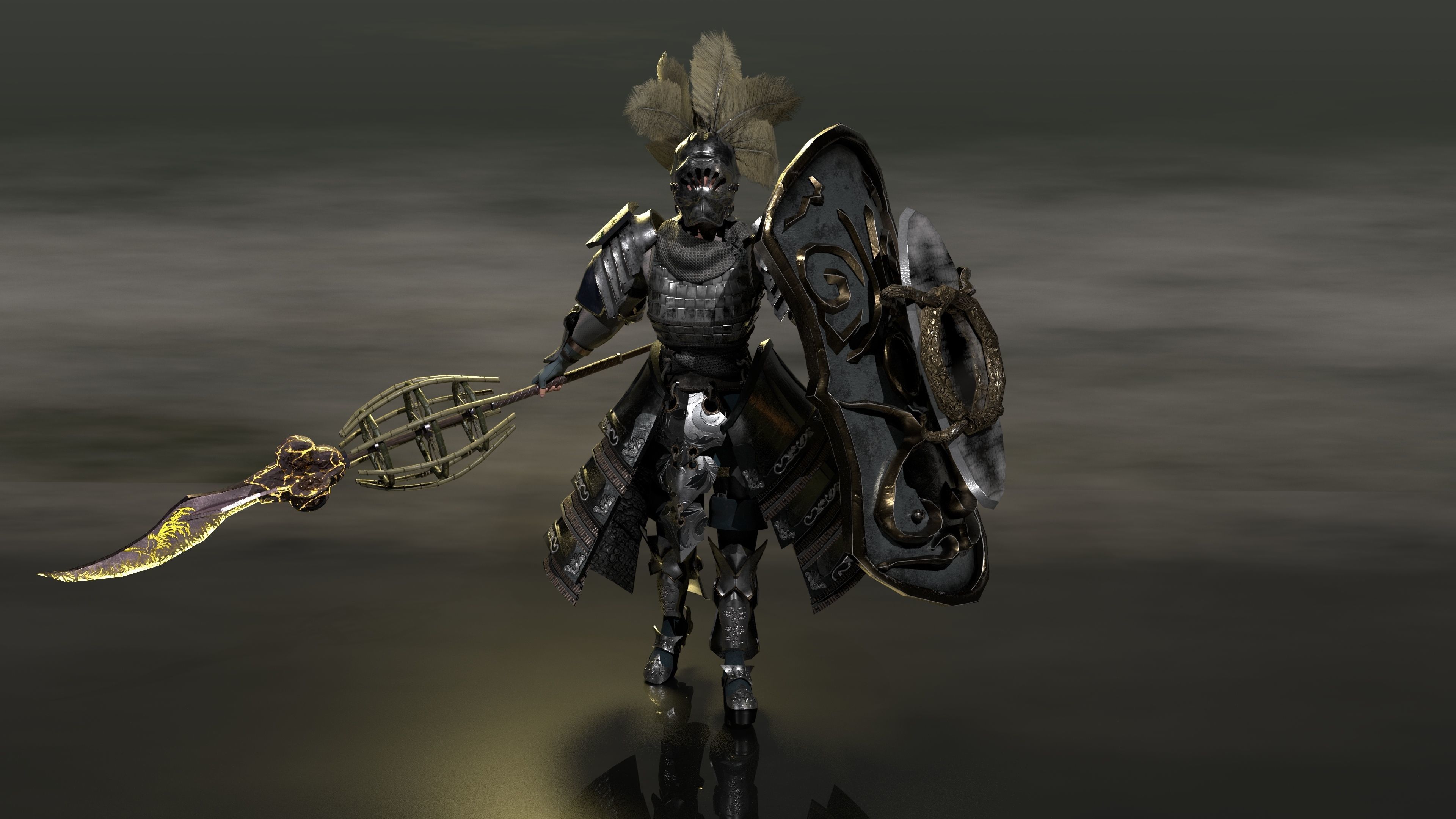 Bread knight  Low-poly 3D model_1