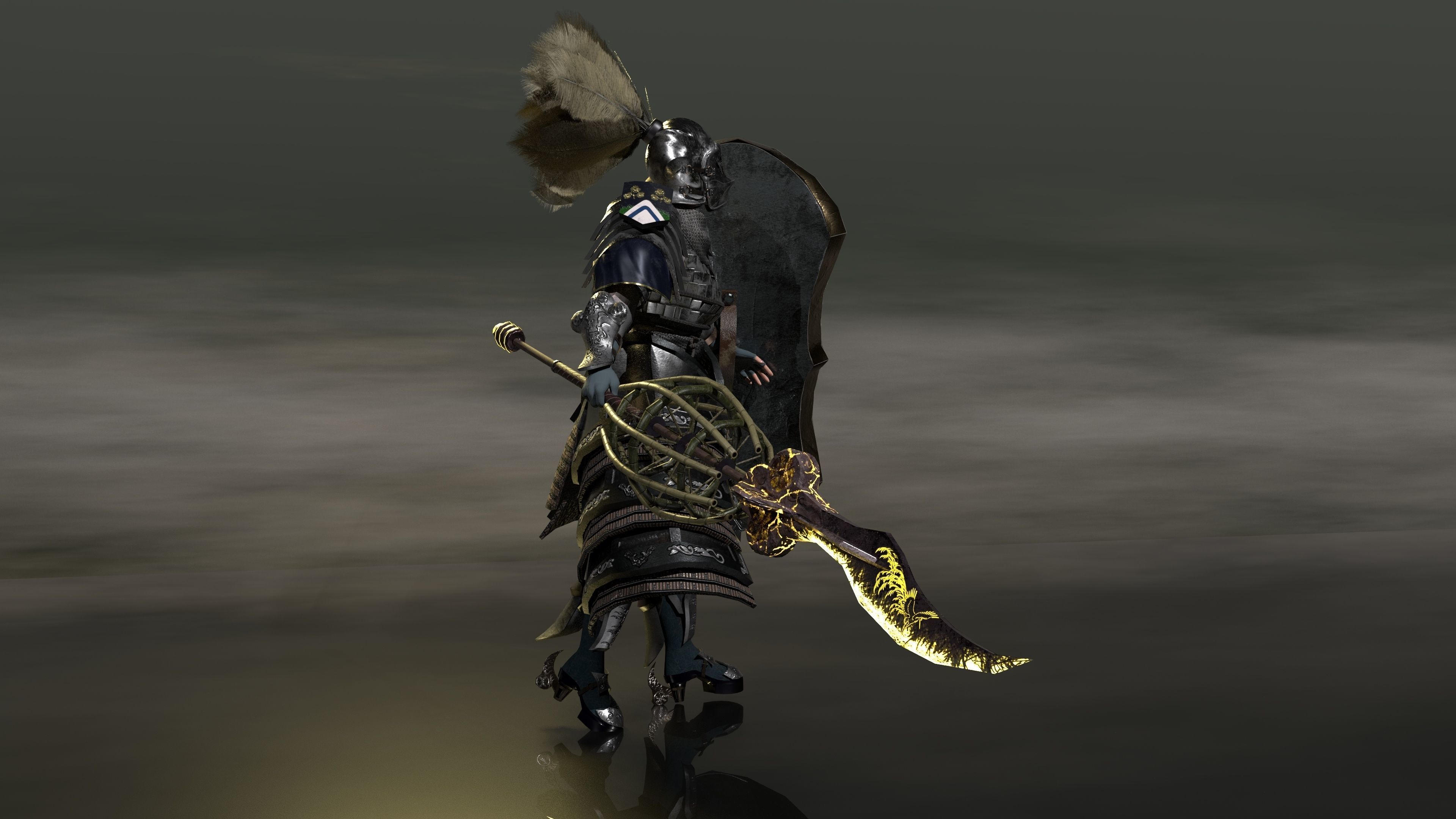 Bread knight  Low-poly 3D model_5