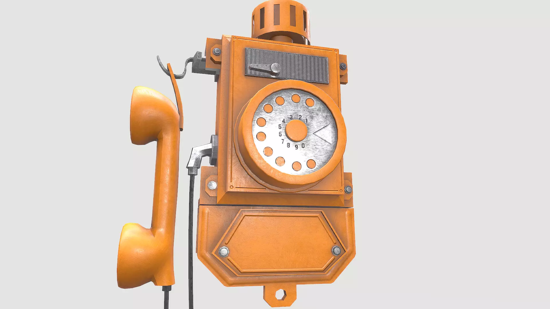 Old Yellow Phone Low-poly 3D model_0