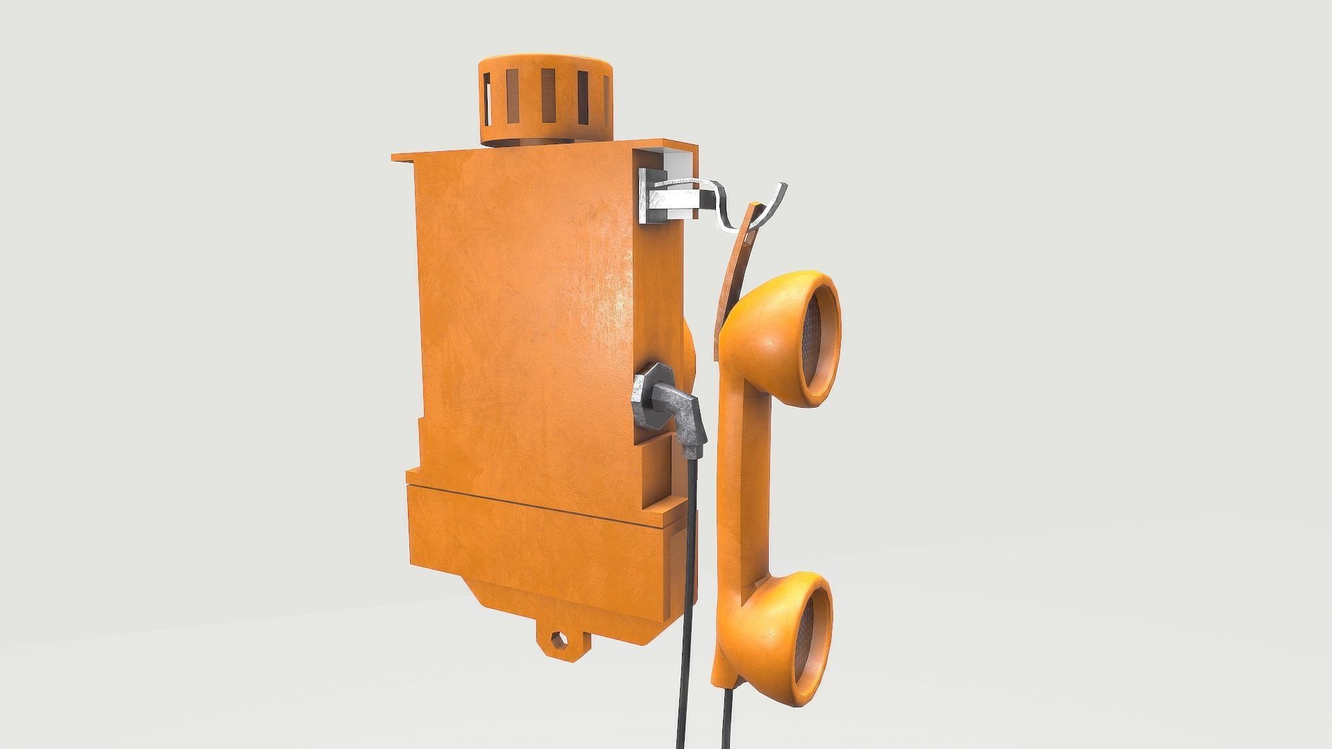 Old Yellow Phone Low-poly 3D model_4