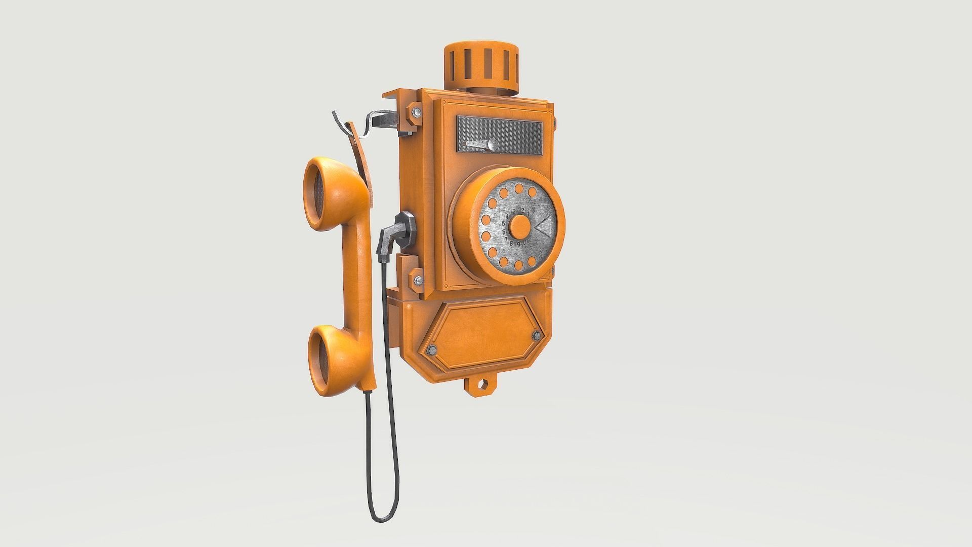 Old Yellow Phone Low-poly 3D model_2