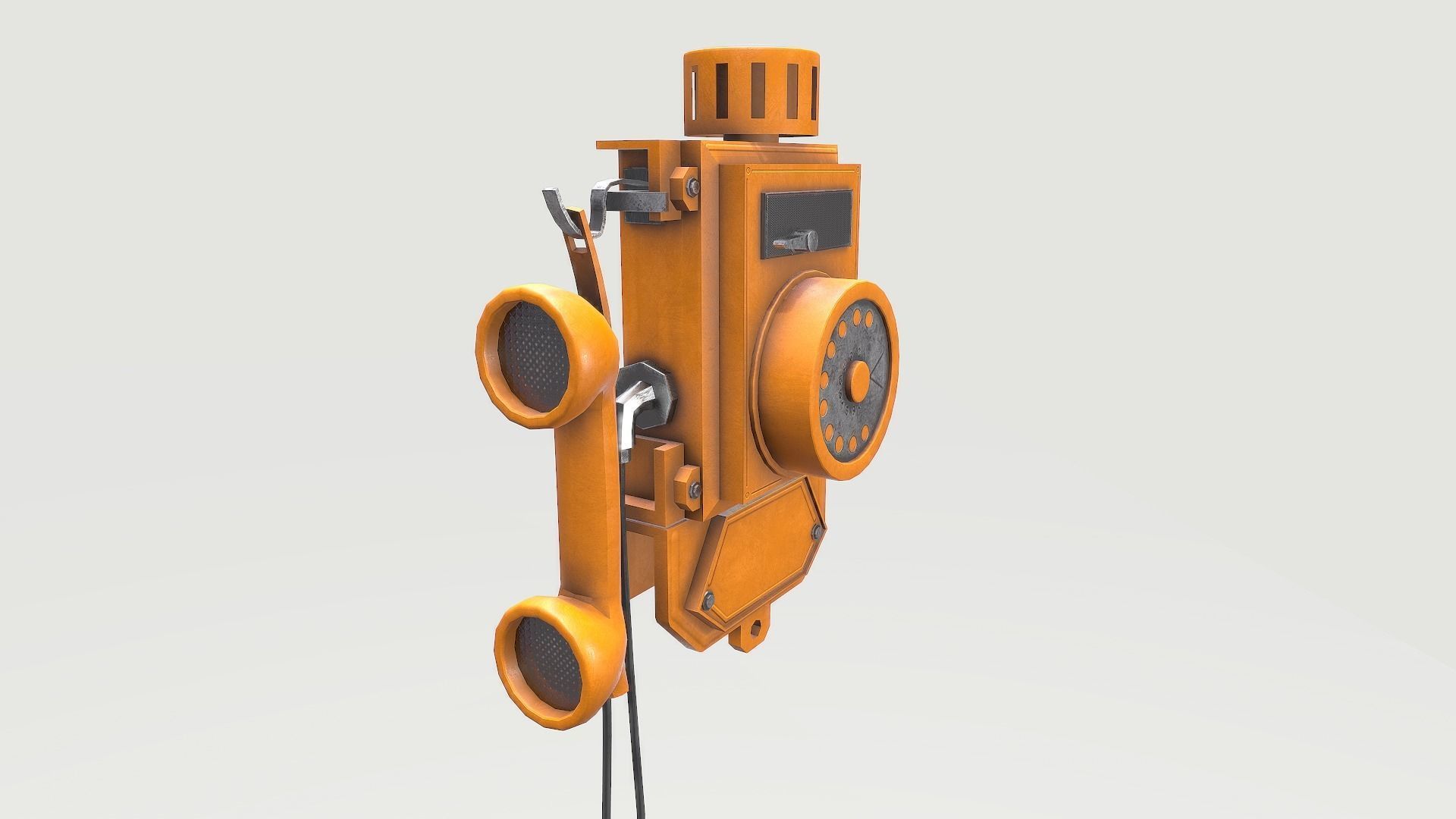 Old Yellow Phone Low-poly 3D model_1