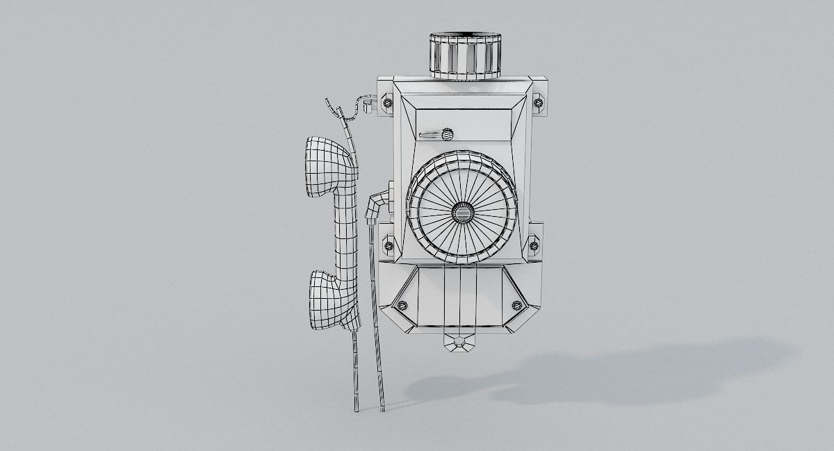 Old Yellow Phone Low-poly 3D model_5