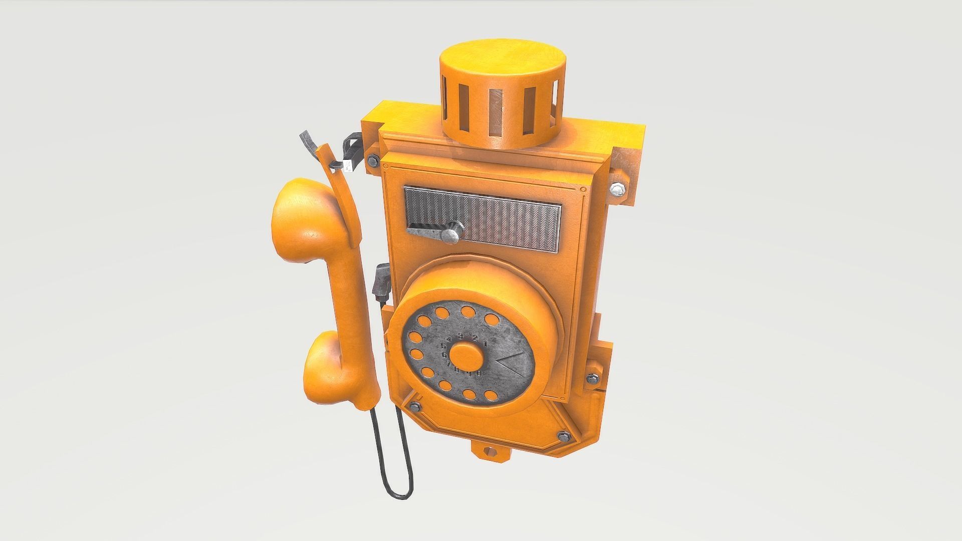 Old Yellow Phone Low-poly 3D model_3