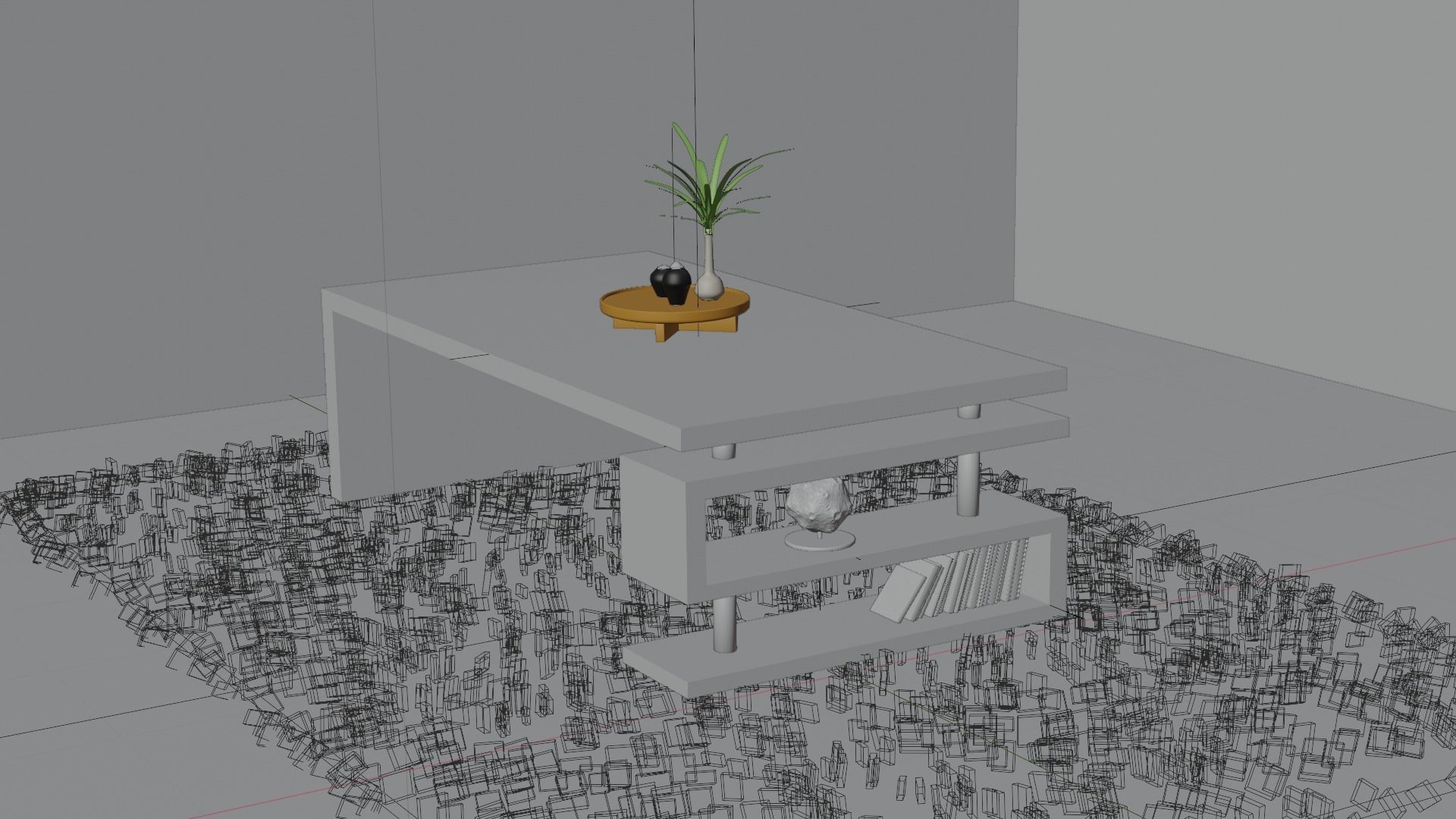 Table coffee with bookshelf 3D model_6