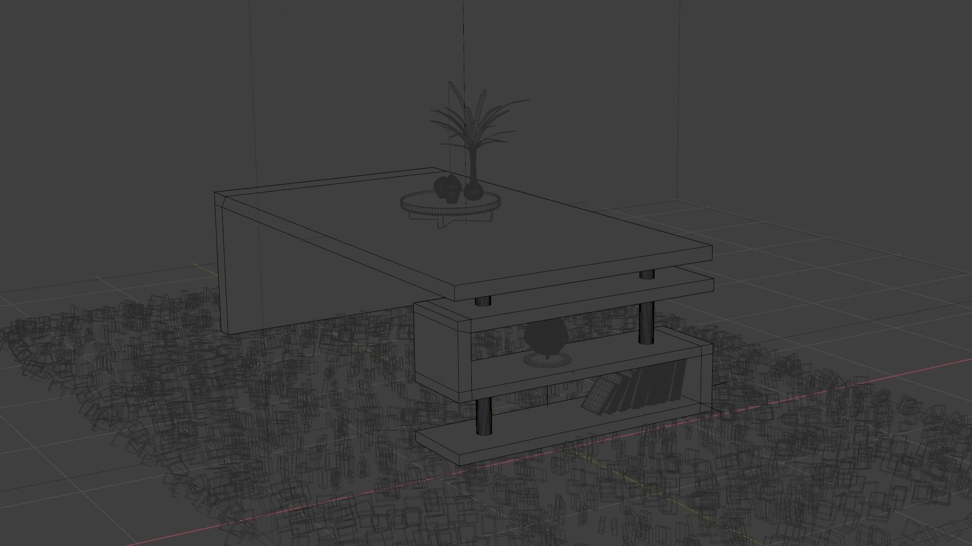 Table coffee with bookshelf 3D model_7