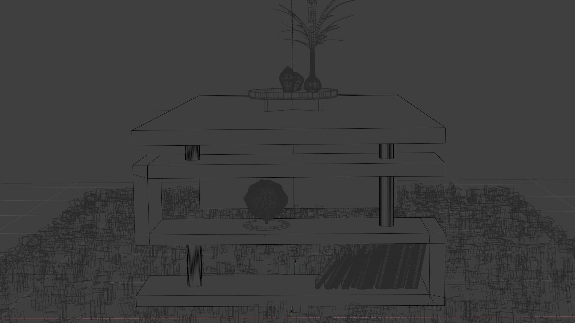 Table coffee with bookshelf 3D model_8