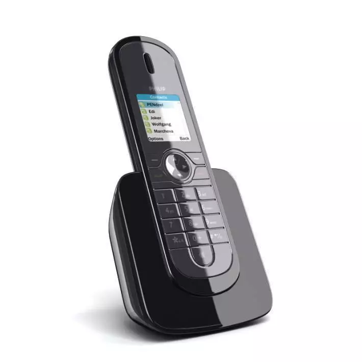 Black cordless home phone 36 AM78 3D model_0