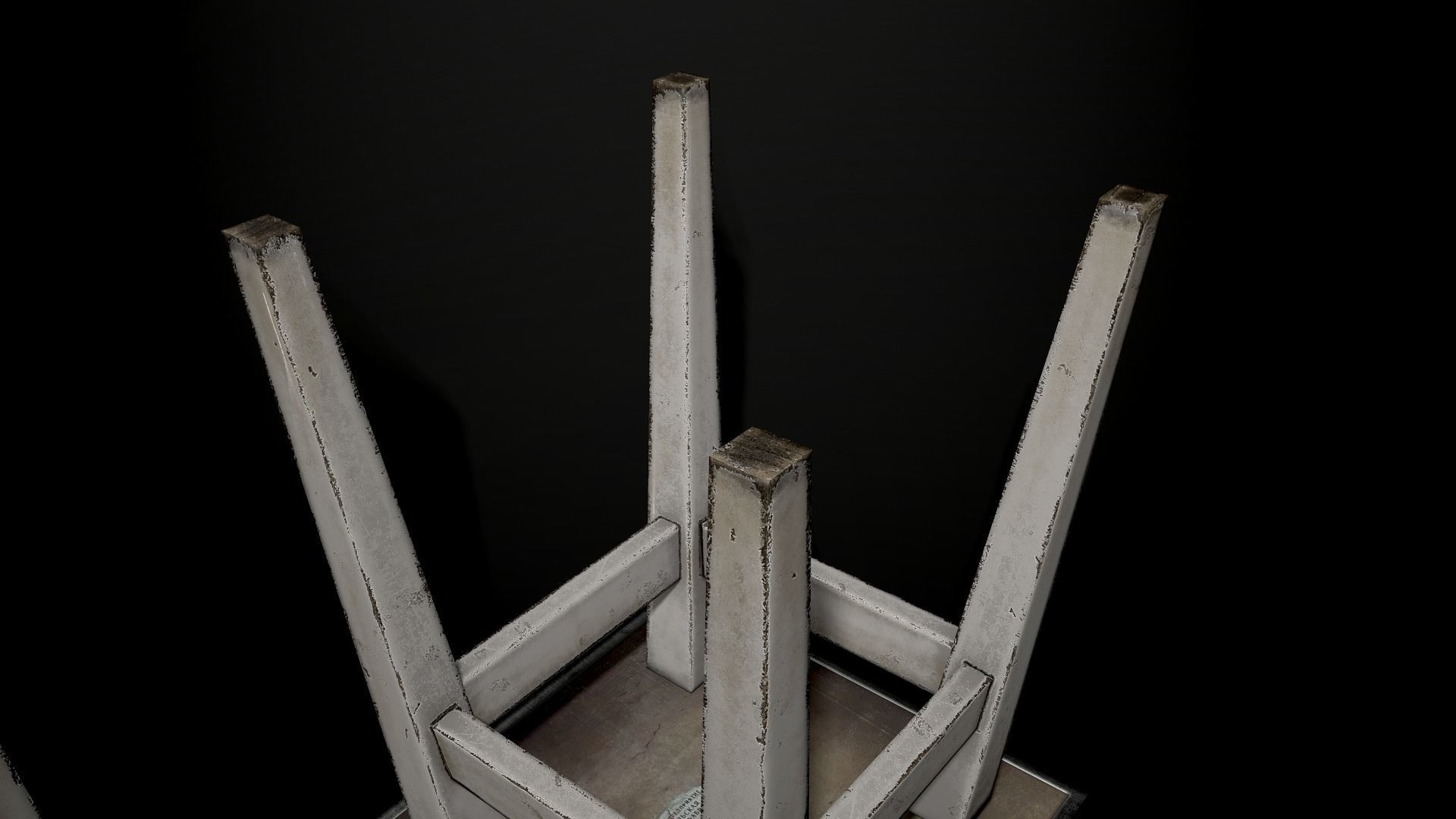 Old stool Low-poly 3D model_6