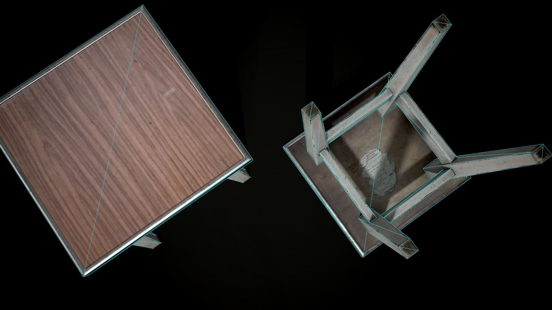 Old stool Low-poly 3D model_10