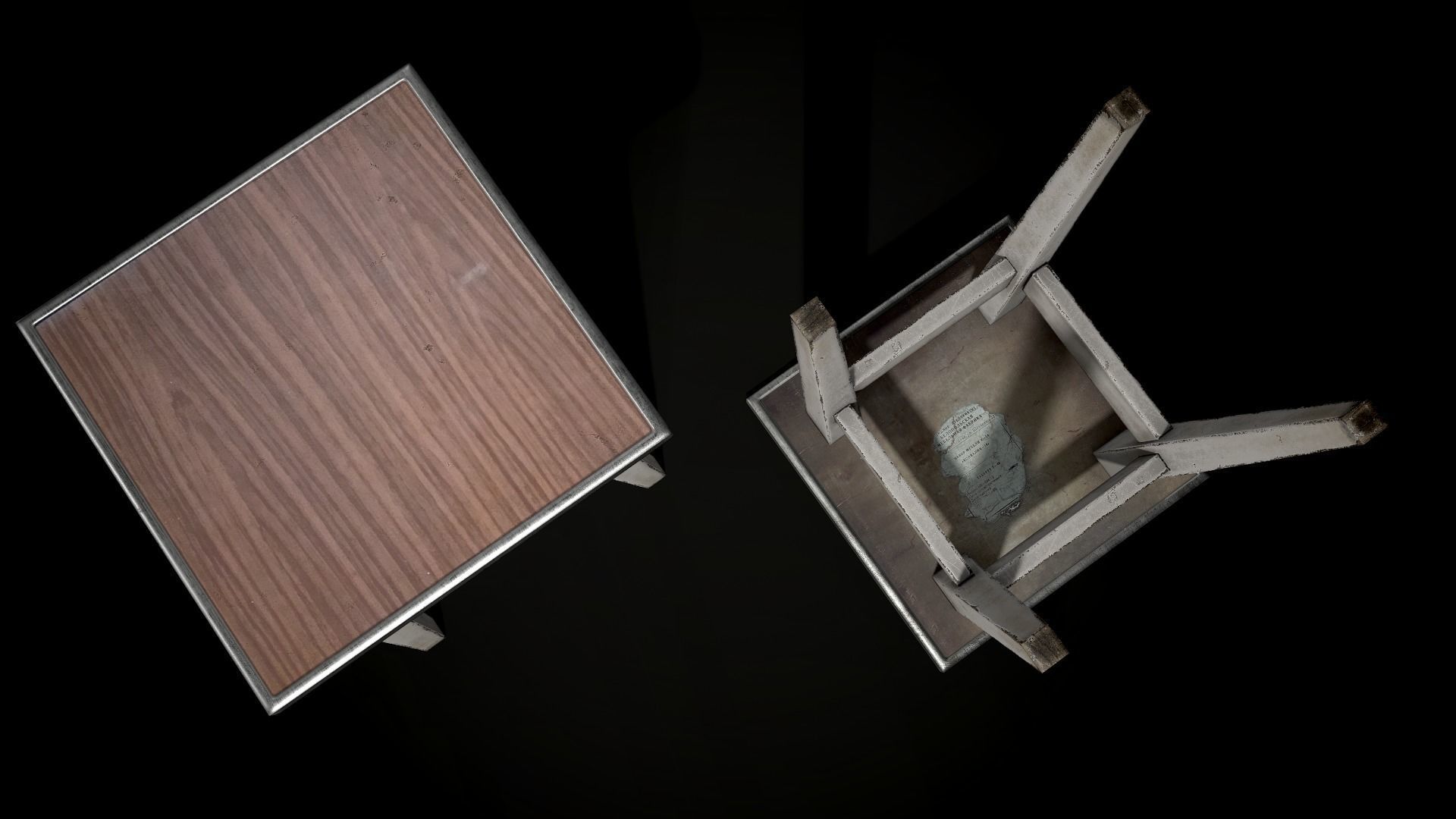 Old stool Low-poly 3D model_4