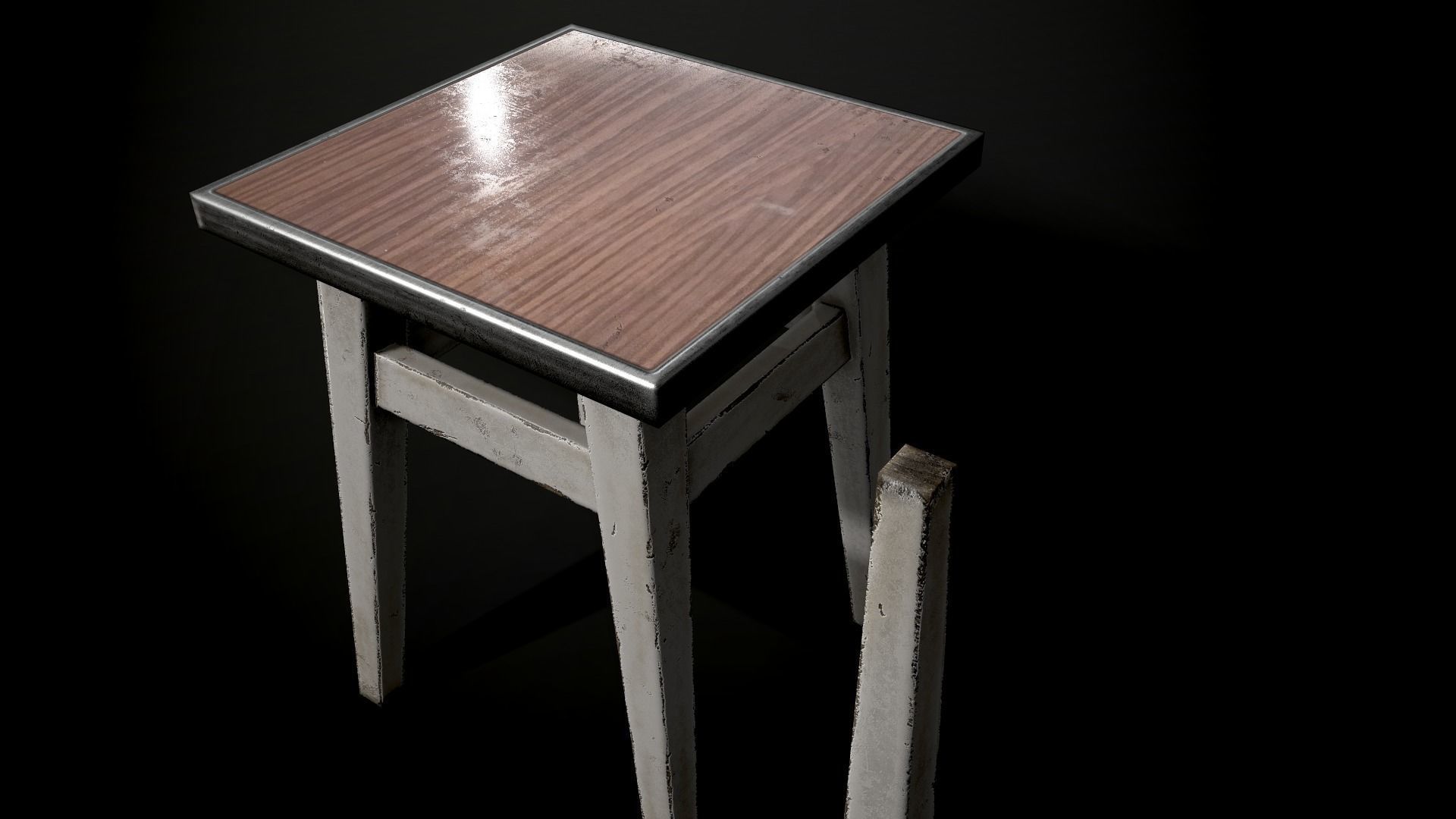 Old stool Low-poly 3D model_8