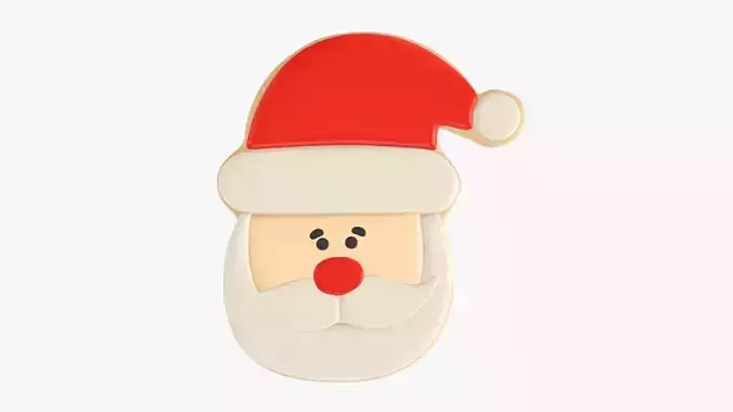 Santa Claus head Christmas cookie 3D model