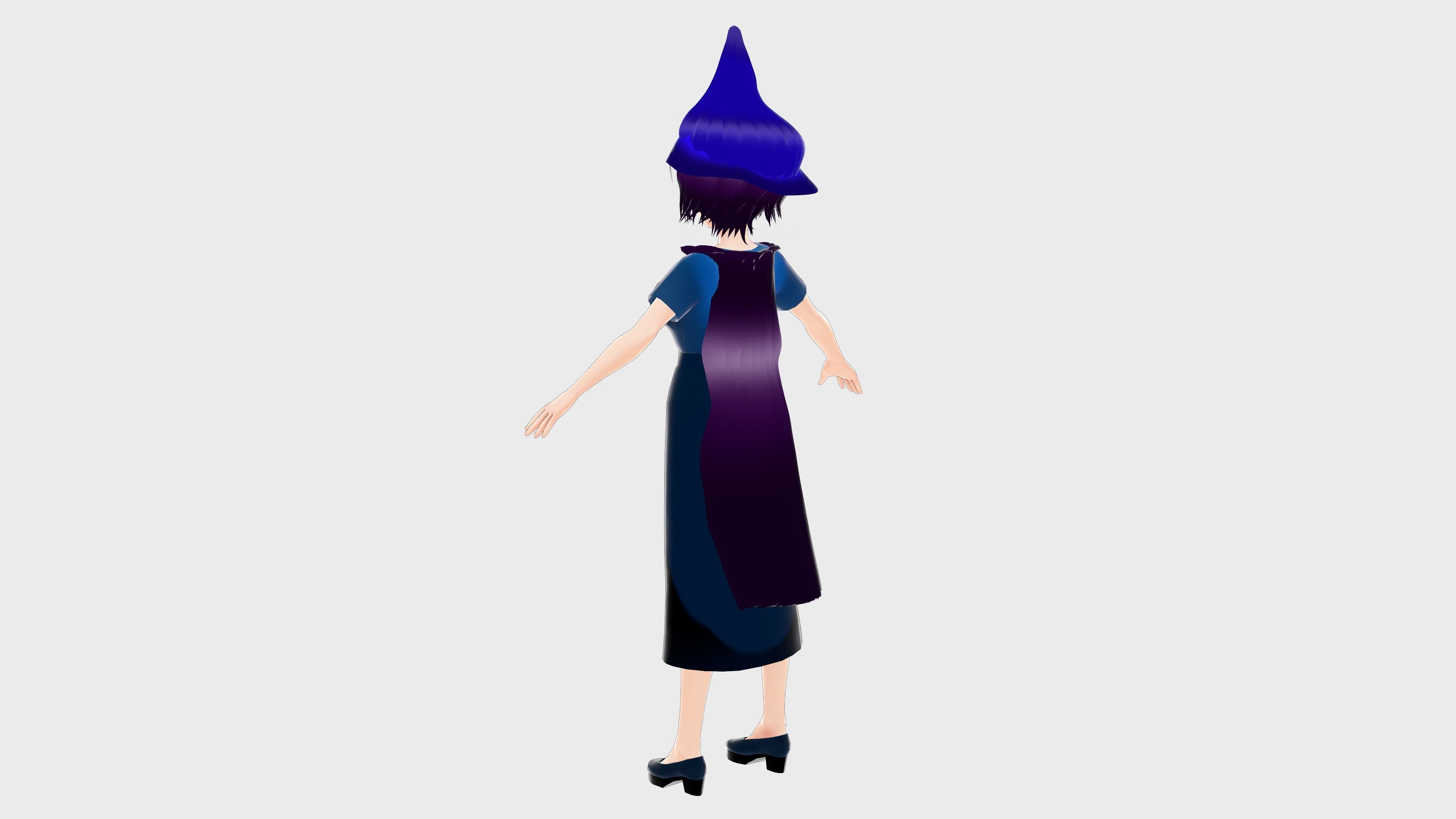 WITCH 3D MODEL ANIME CHARACTER KIRA T-POSE SHAPE KEYS Low-poly Low-poly 3D model_2