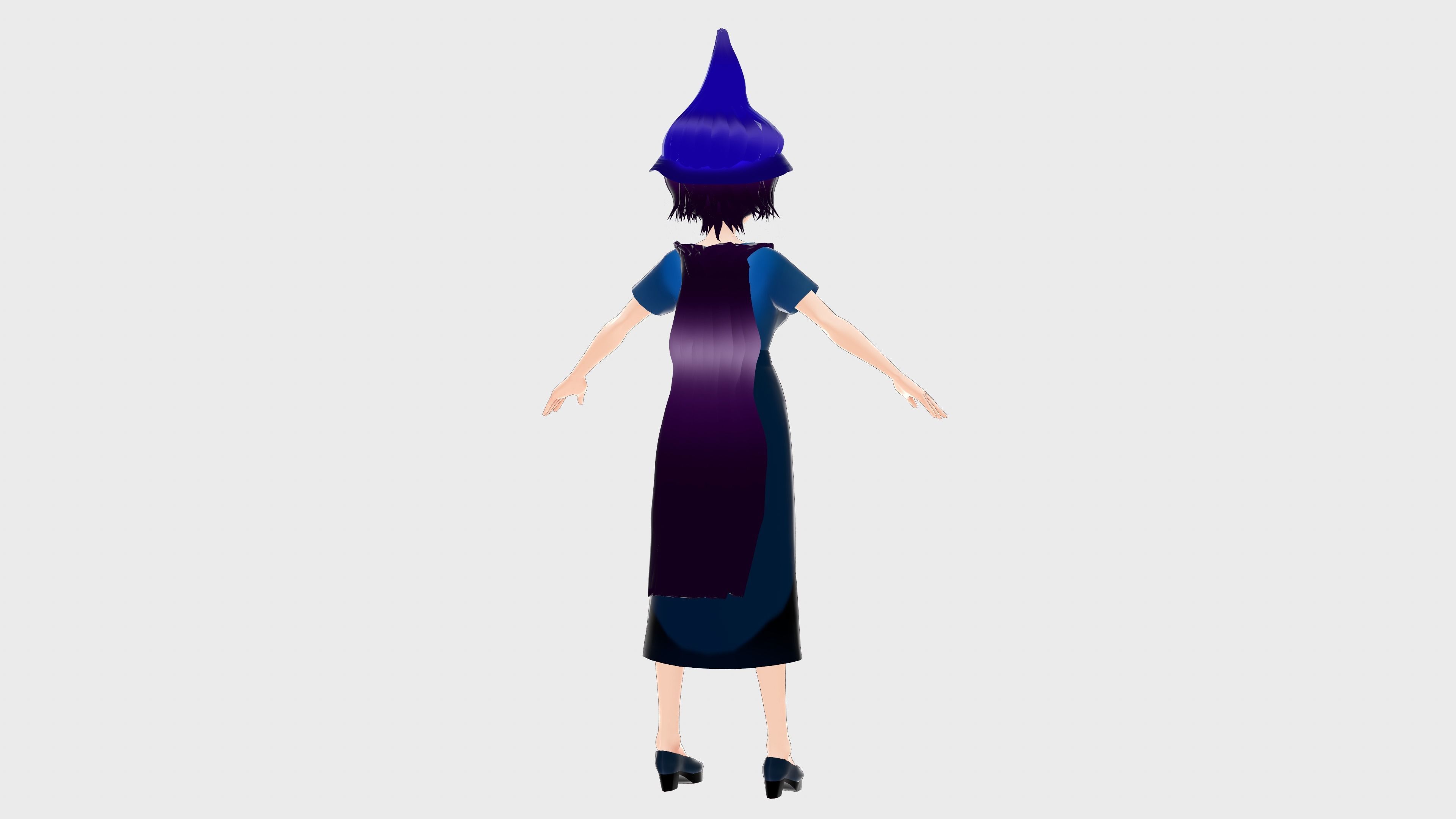 WITCH 3D MODEL ANIME CHARACTER KIRA T-POSE SHAPE KEYS Low-poly Low-poly 3D model_3