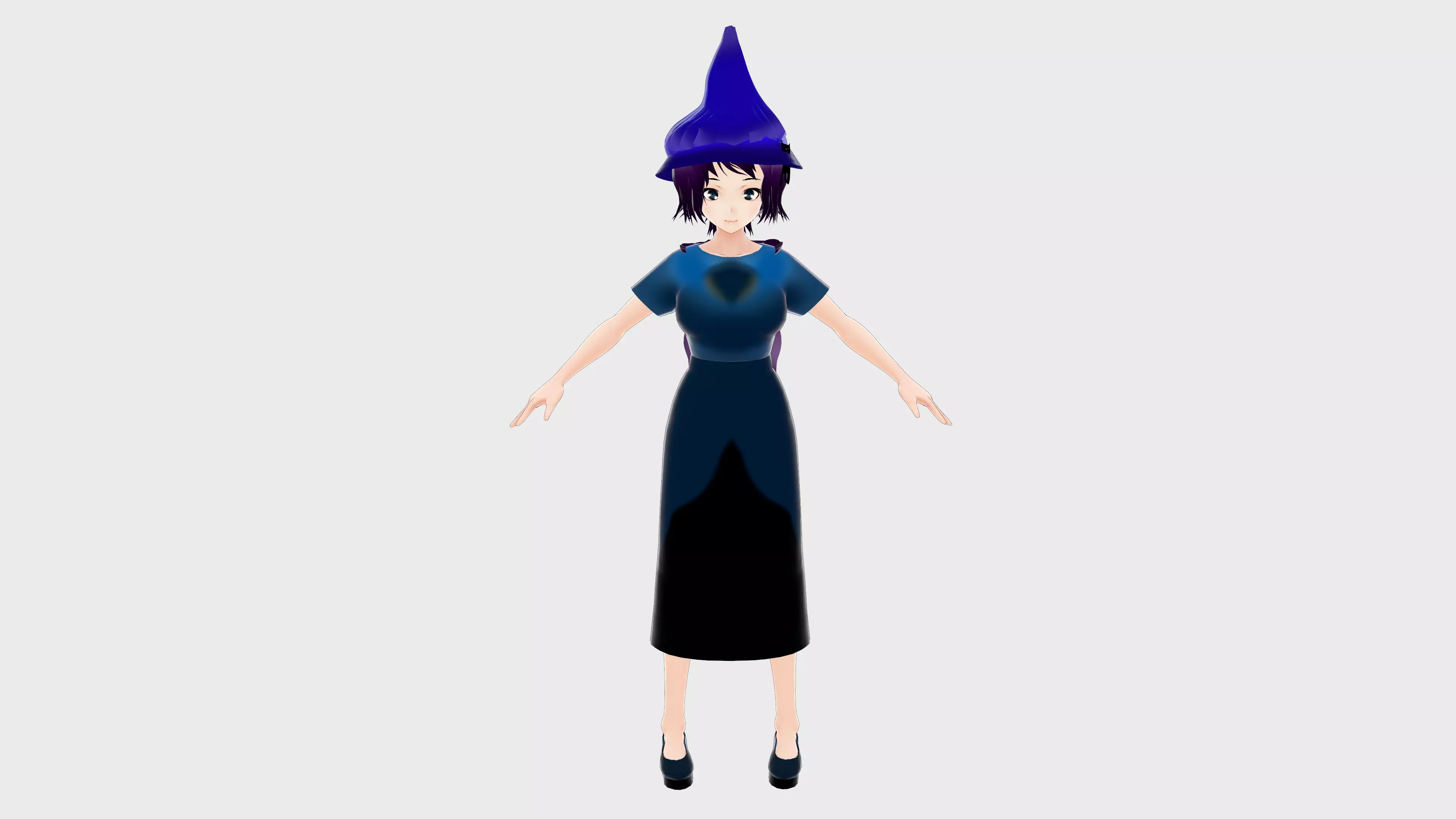 WITCH 3D MODEL ANIME CHARACTER KIRA T-POSE SHAPE KEYS Low-poly Low-poly 3D model_0