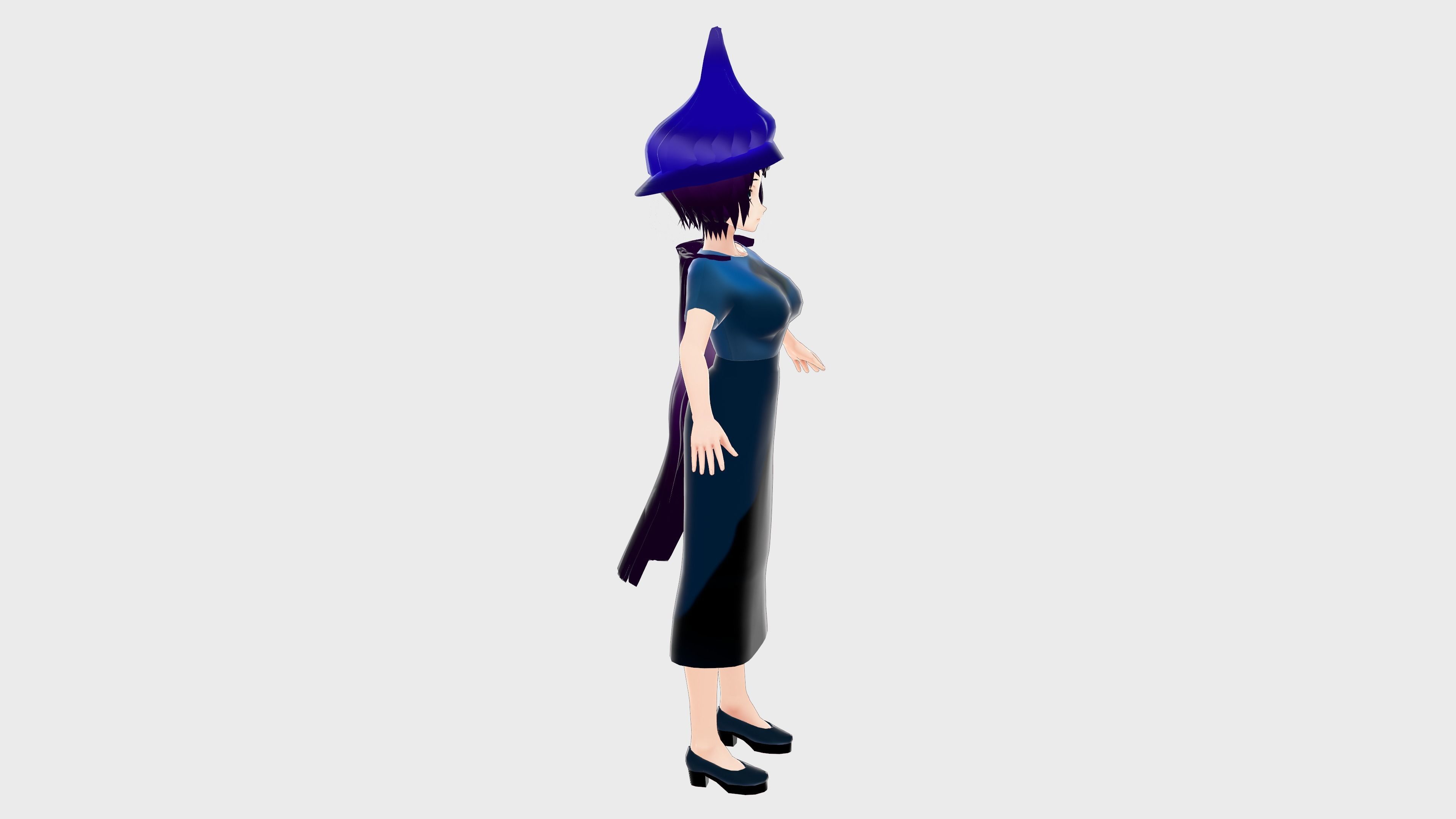 WITCH 3D MODEL ANIME CHARACTER KIRA T-POSE SHAPE KEYS Low-poly Low-poly 3D model_4