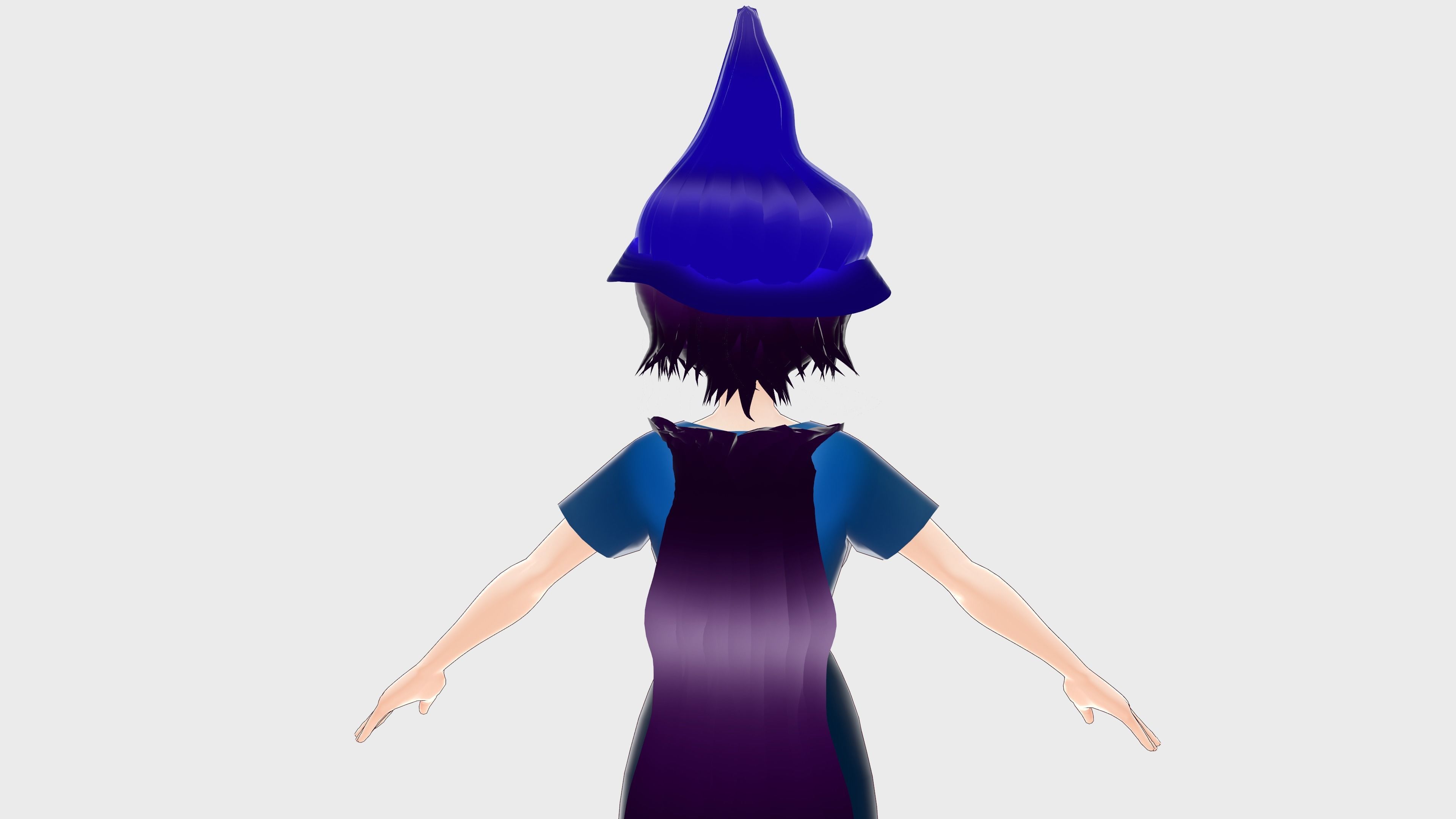 WITCH 3D MODEL ANIME CHARACTER KIRA T-POSE SHAPE KEYS Low-poly Low-poly 3D model_7