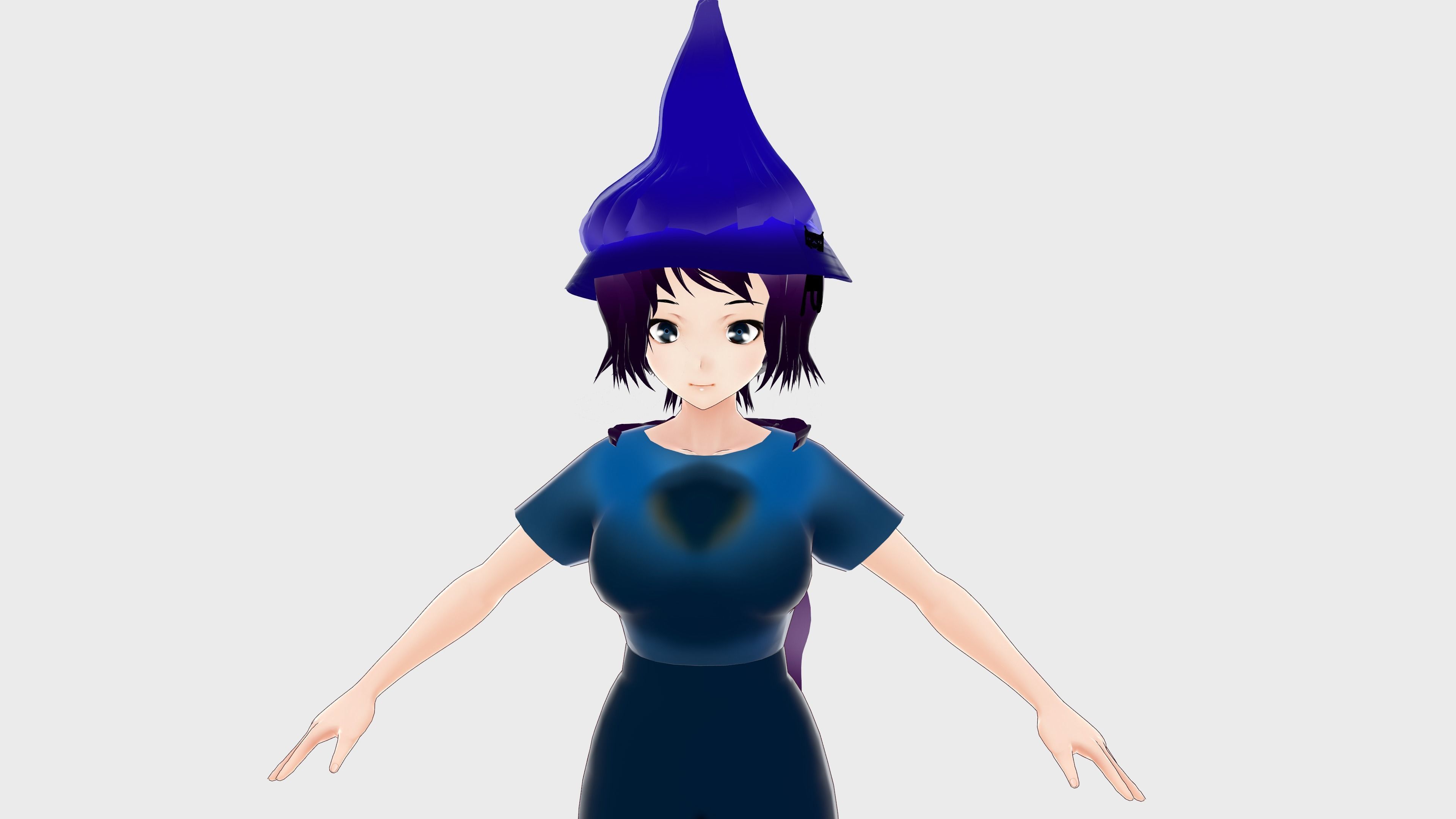 WITCH 3D MODEL ANIME CHARACTER KIRA T-POSE SHAPE KEYS Low-poly Low-poly 3D model_6