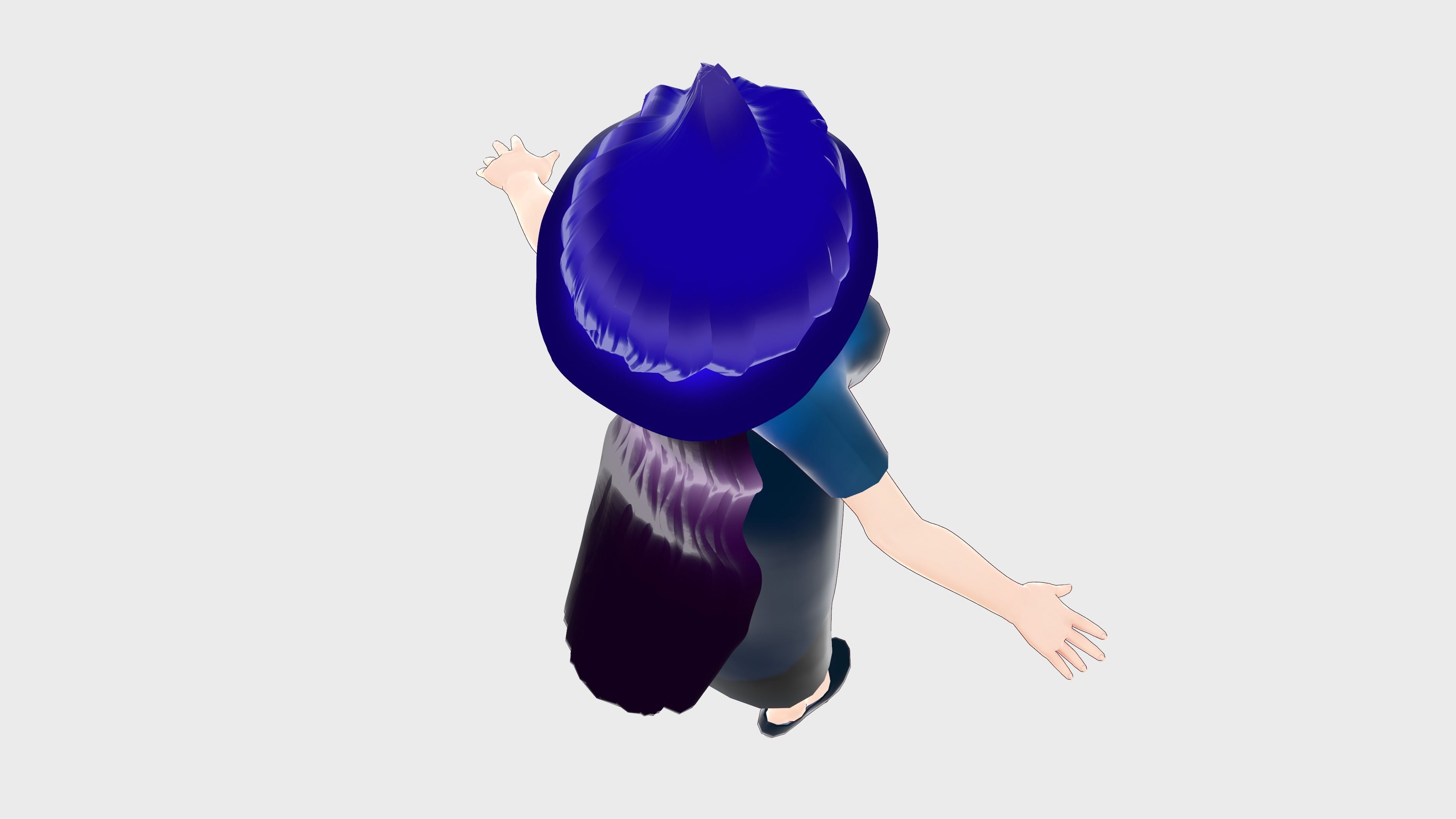 WITCH 3D MODEL ANIME CHARACTER KIRA T-POSE SHAPE KEYS Low-poly Low-poly 3D model_13