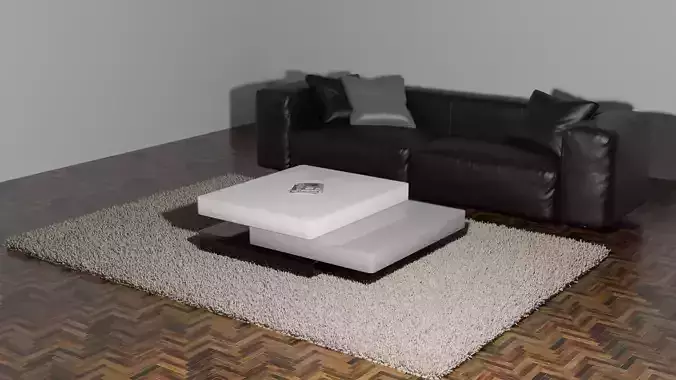 Table living room with couch and coffee Low-poly 3D model