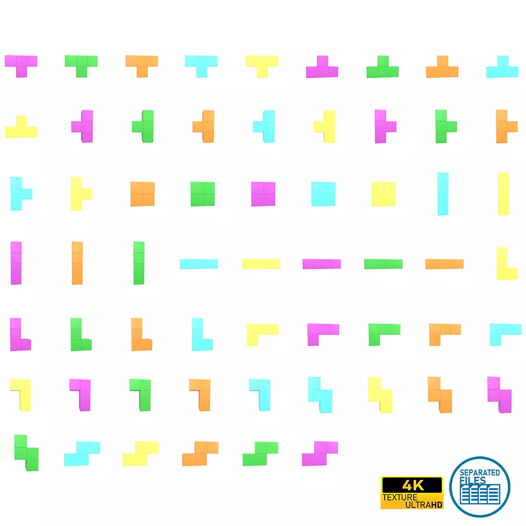 Tetris Block Mage Pack 01 Low-poly 3D model_0