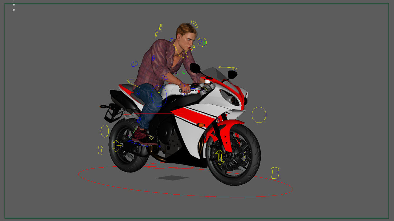 Full Rigged Rider with Motorbike Model 3D model_31