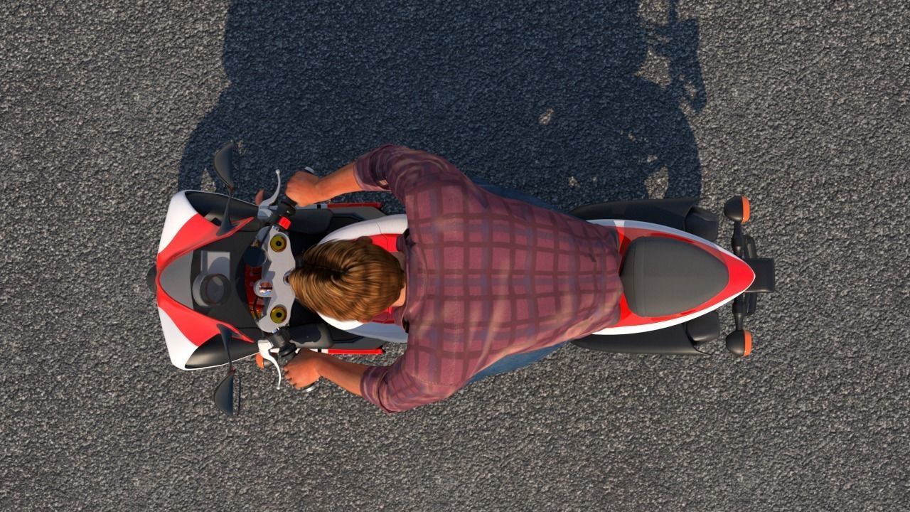Full Rigged Rider with Motorbike Model 3D model_13
