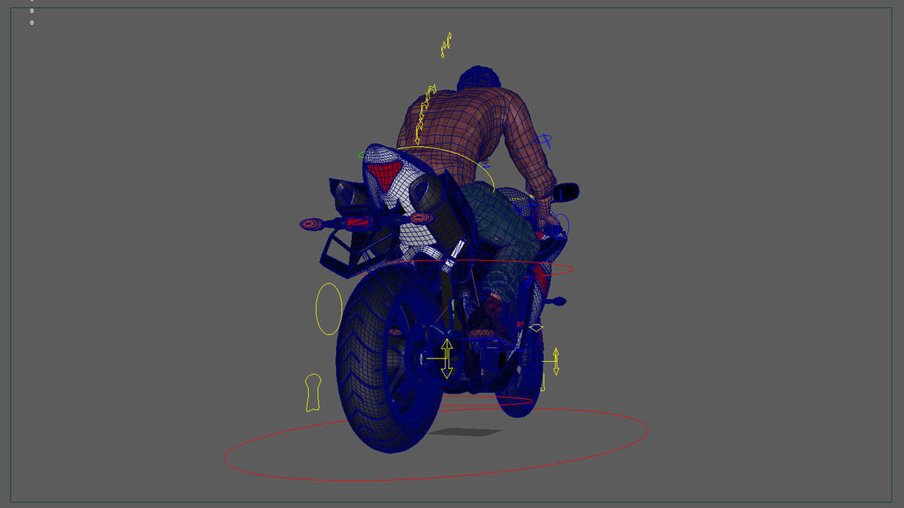 Full Rigged Rider with Motorbike Model 3D model_26