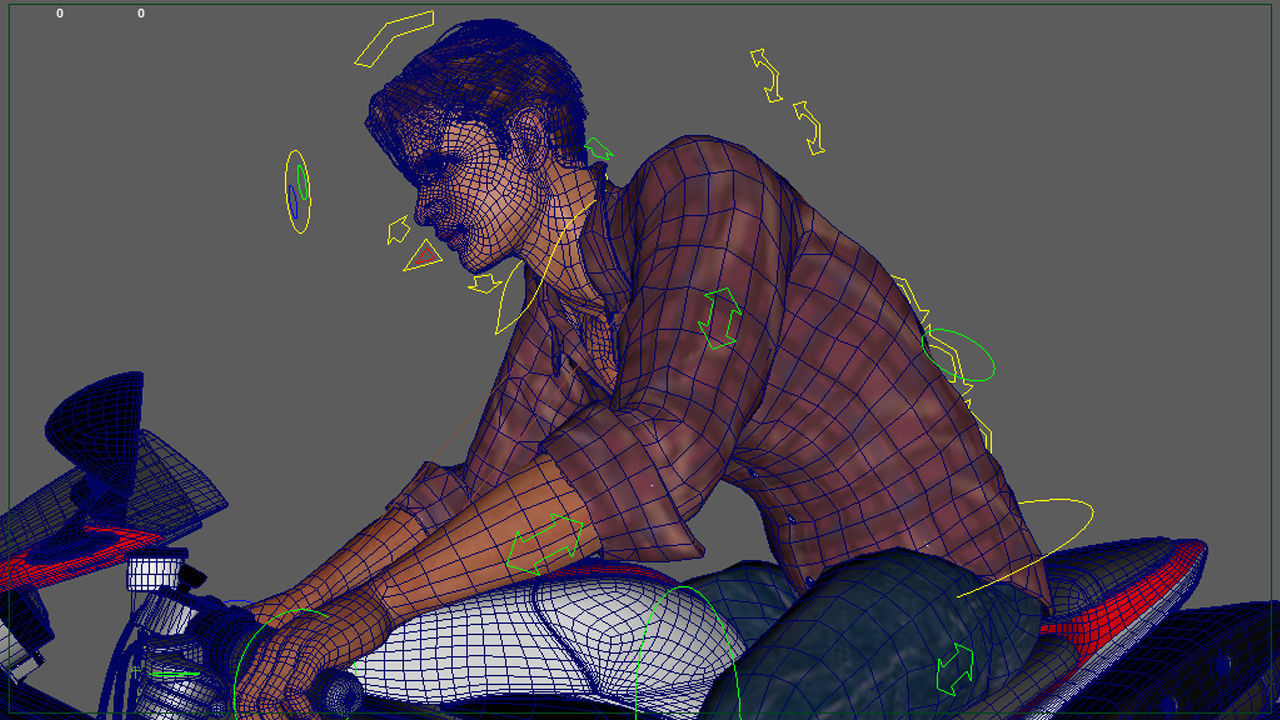 Full Rigged Rider with Motorbike Model 3D model_29