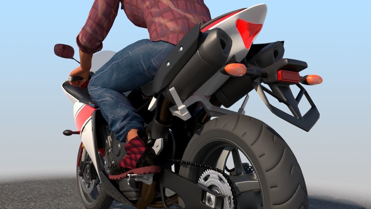 Full Rigged Rider with Motorbike Model 3D model_18